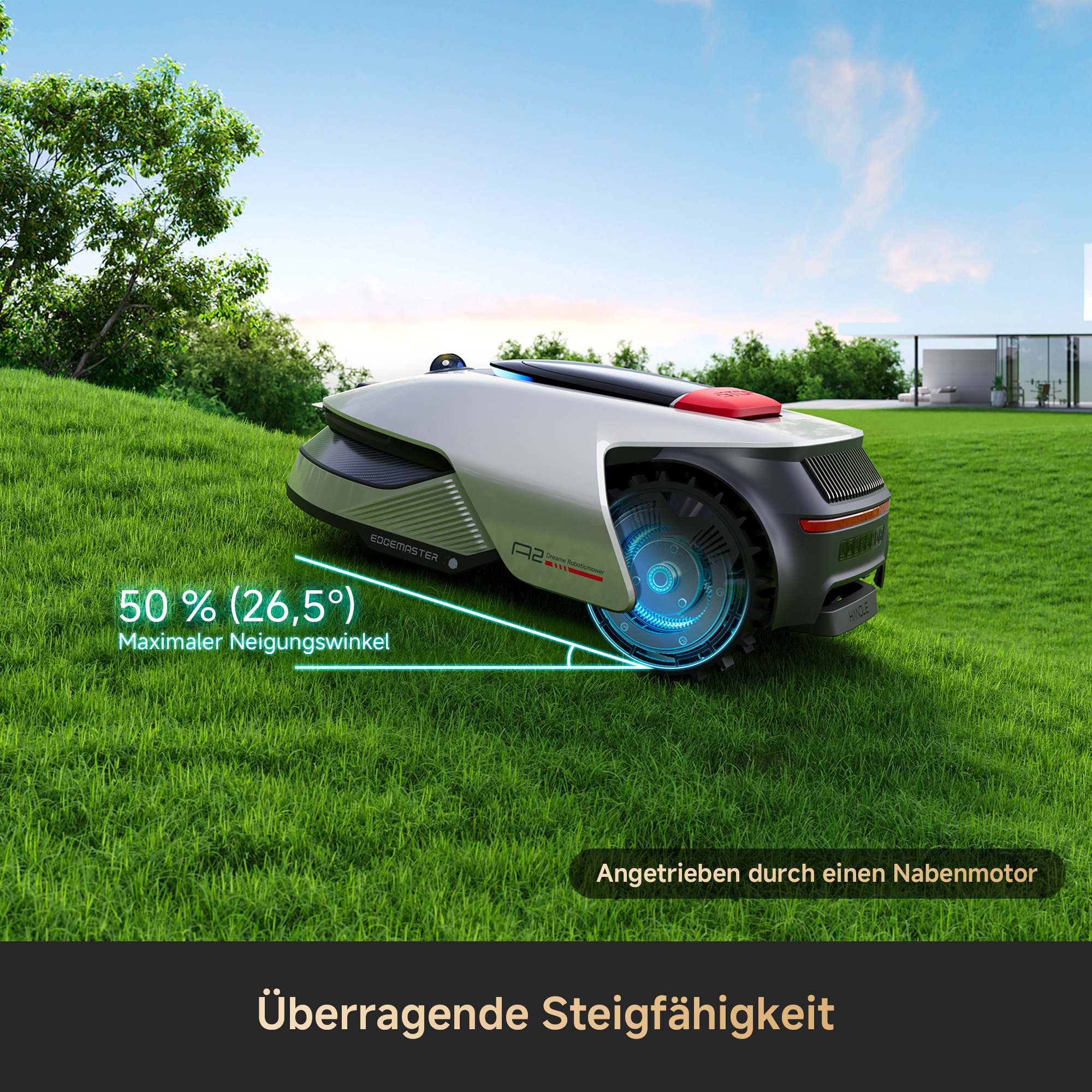Dreame Rasenmähroboter »A2 1200«  Kantenschnittsystem, automatische Begrenzungseinrichtung, KI-Kamera
