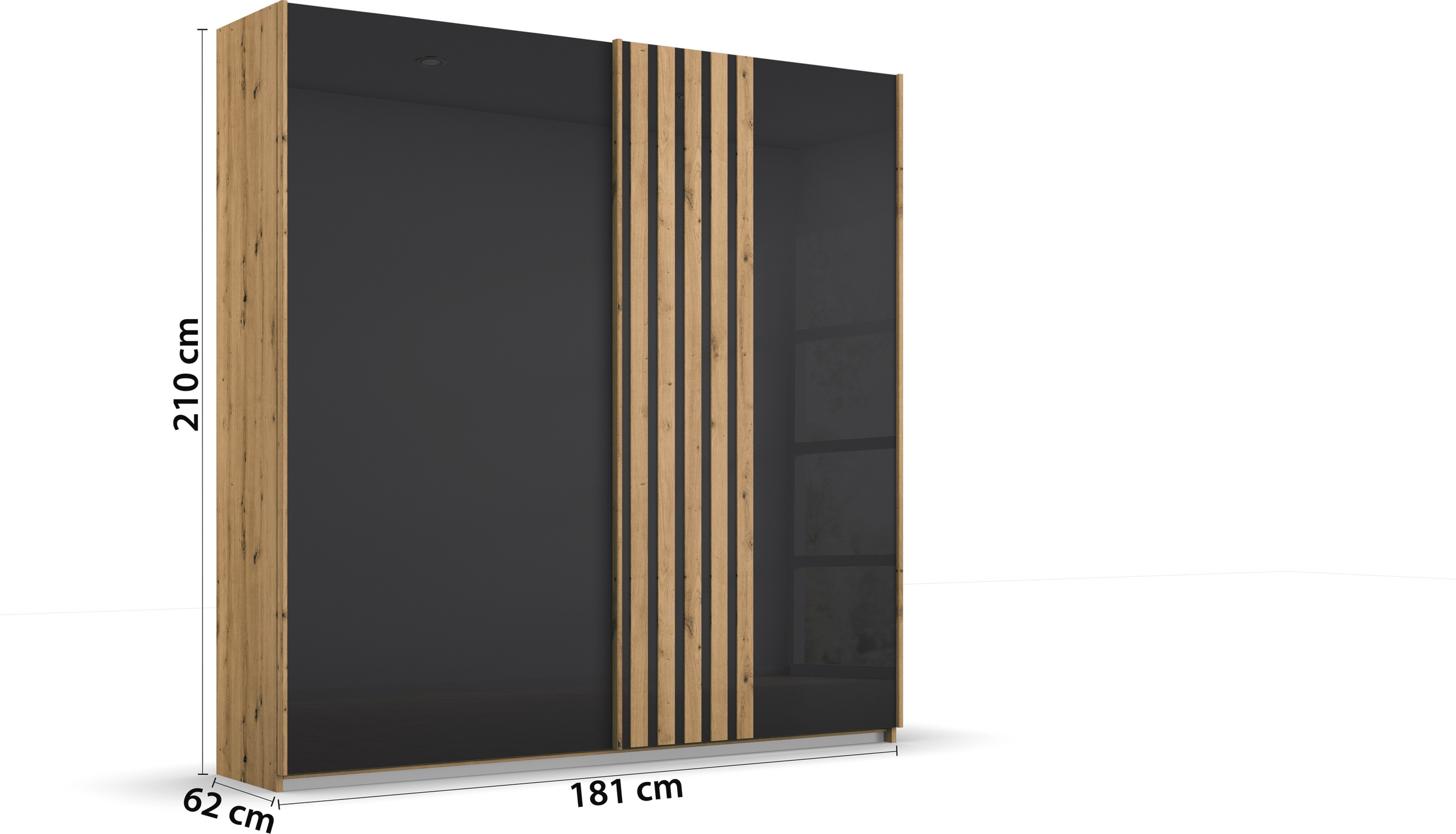 rauch Schwebetürenschrank »Mosbach«, in moderner Lamellen-Optik und Glasfront
