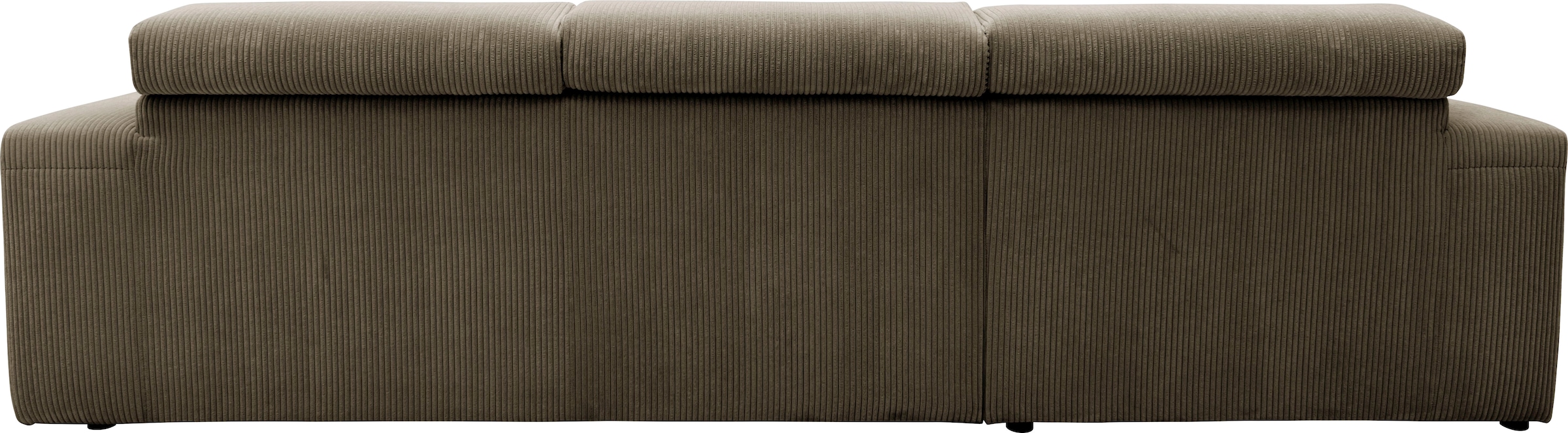 DOMO collection Ecksofa »Brandon B/T/H: 289/177/80 cm, whlw. mit Sitztiefenverstellung, L-Form«, mit Sitztiefenverstellung, Cord, schlamm