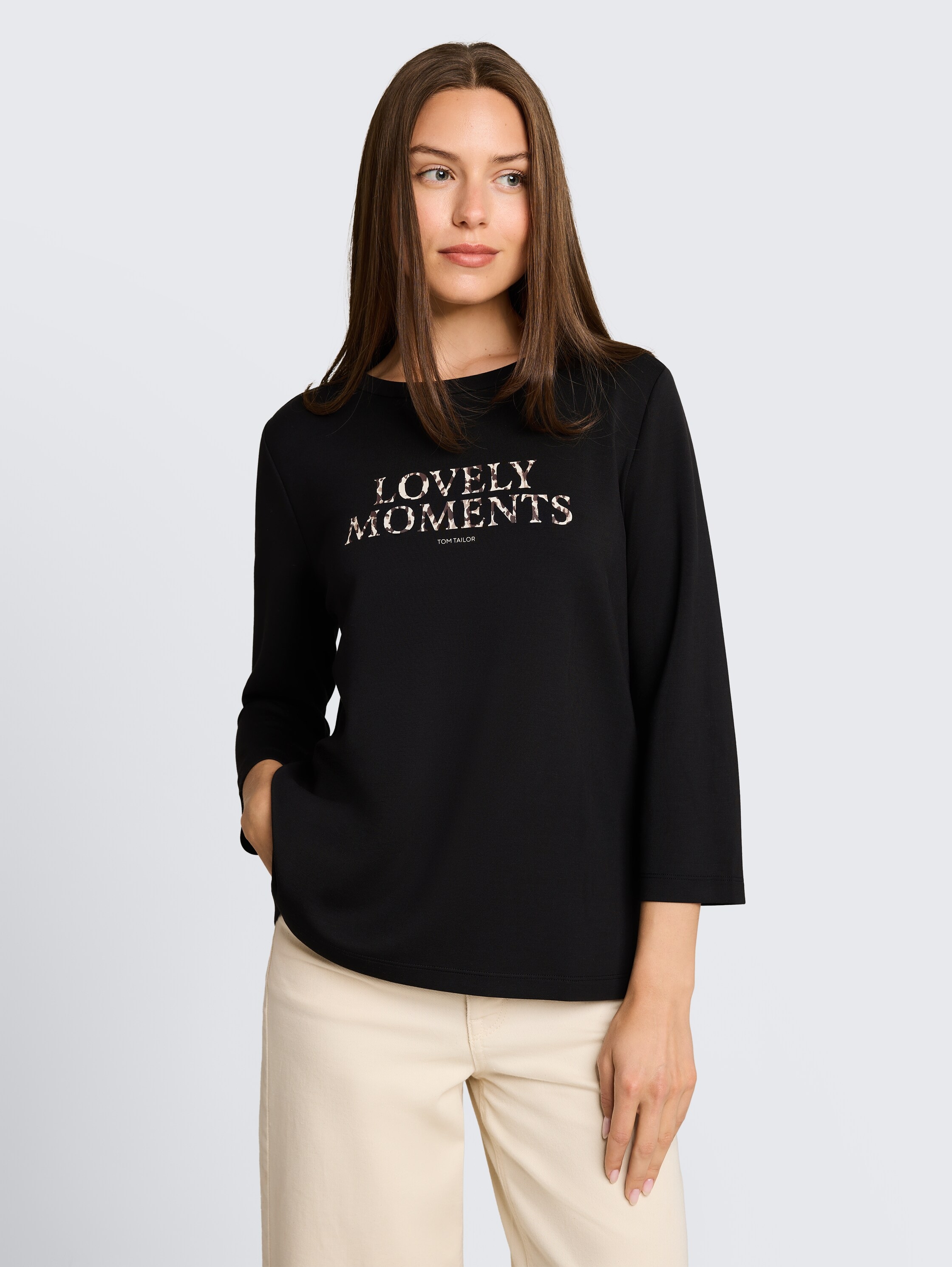TOM TAILOR 3/4-Arm-Shirt »Loose« Somemrshirt mit Letter-Print