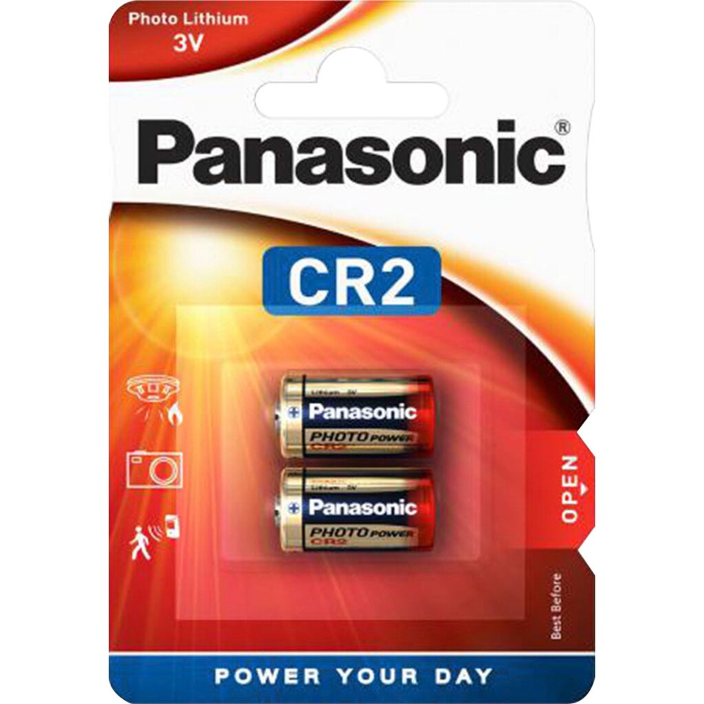 Panasonic Batterie »Cylindrical Lithium - CR2«, CR2, 3 V, (Packung, 2 St.)