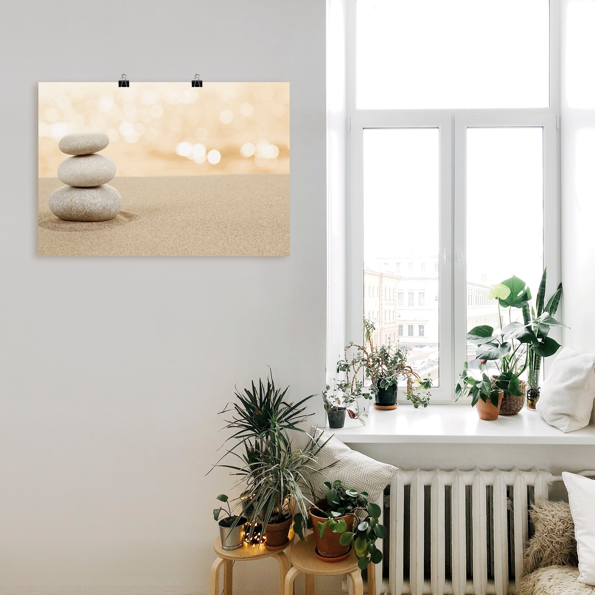 Artland Wandbild »Zen Steine im Sand«, Zen, (1 St.), als Leinwandbild, Poster in verschied. Größen