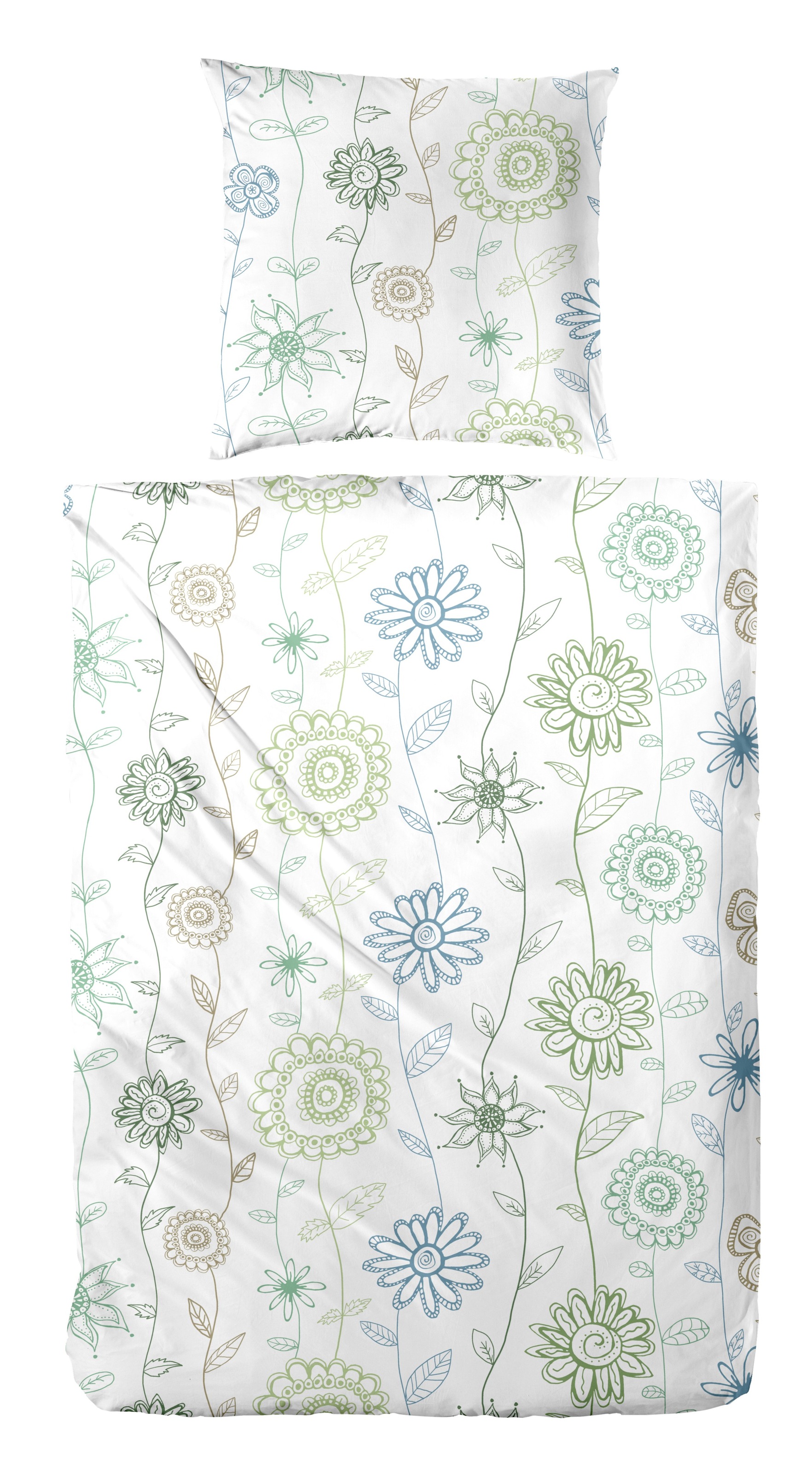 Primera Bettwäsche "Feinbiber-Bettwäsche Frida" 2 Stk. mit fröhlichem Blumenmuster