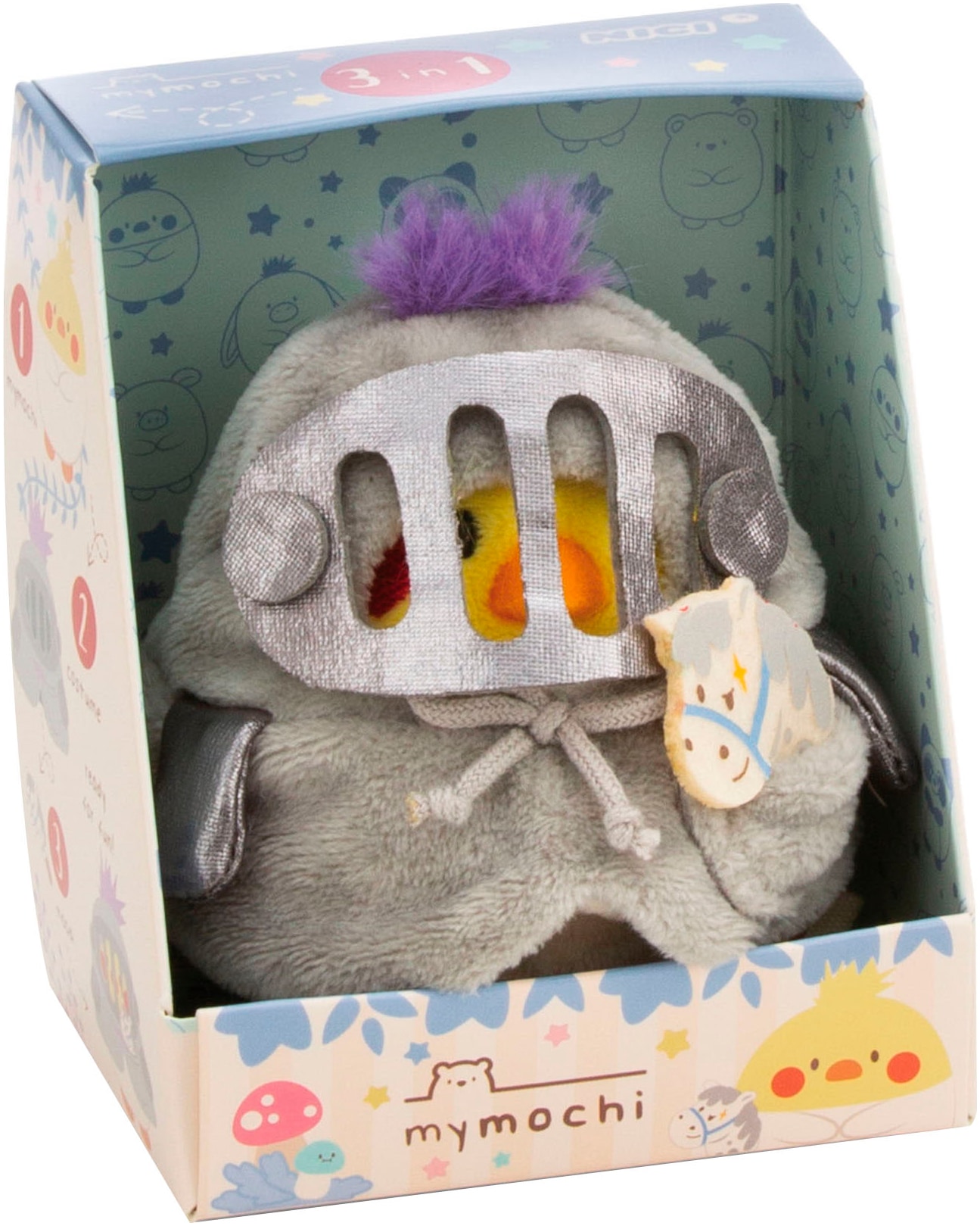 Nici Kuscheltier »mymochi, Sittich Chipsy 8 cm mit Steckenpferd und Ritterkostüm« in Geschenkbox