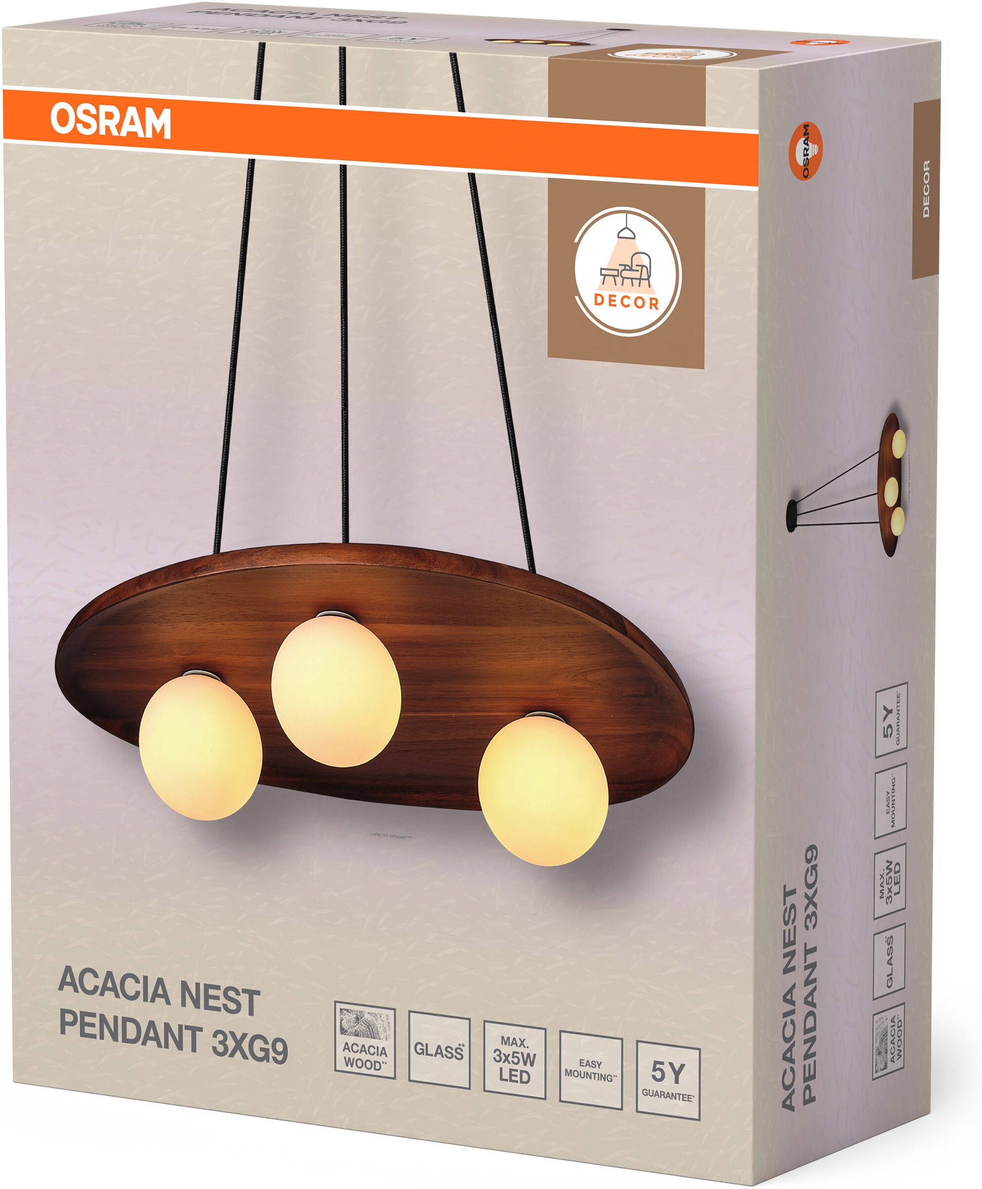 Osram Pendelleuchte »Decor Acacia-Wood Nest« G9 1 Stk. braun, Fassung G9