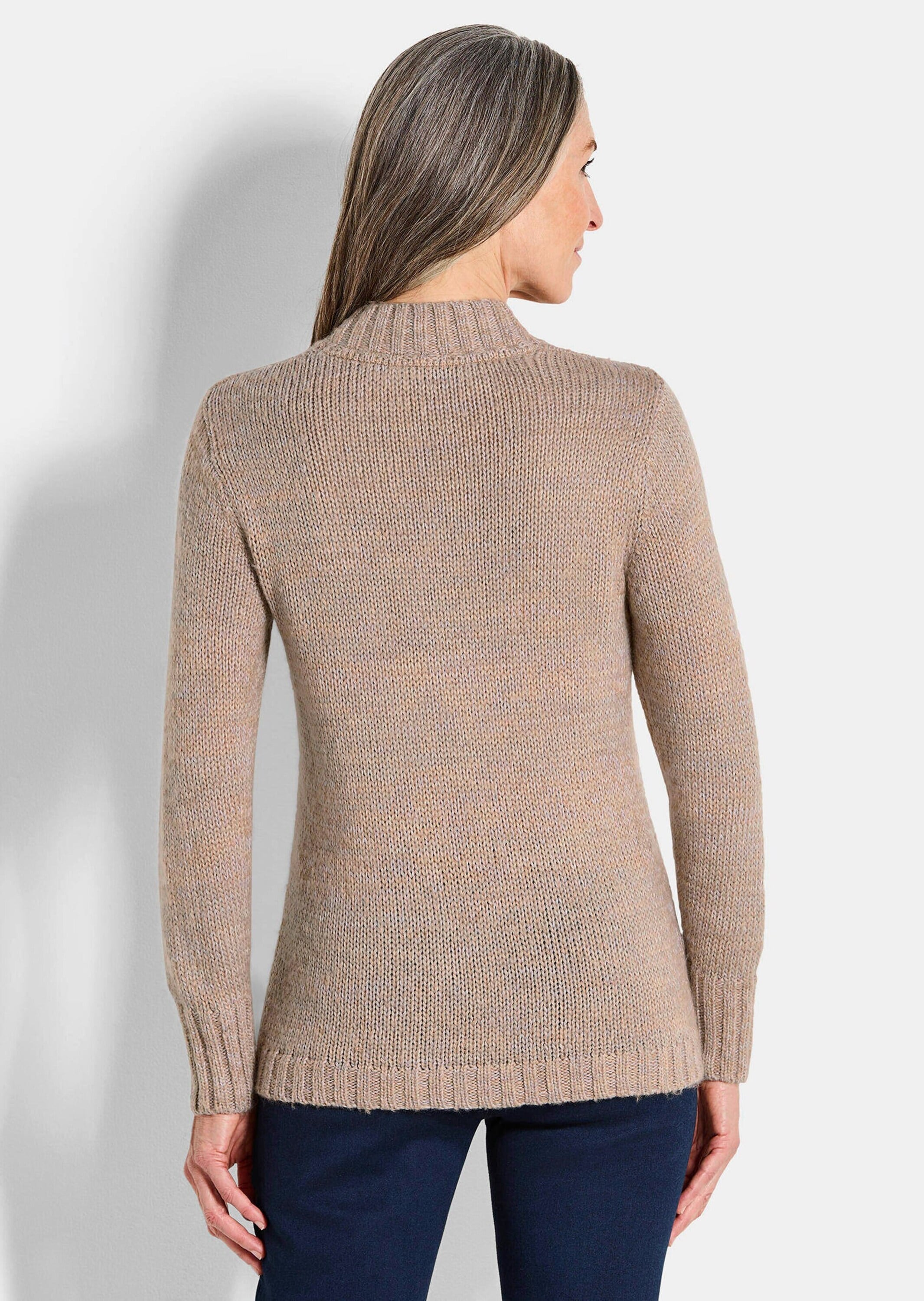 GOLDNER Rundhalspullover »Kurzgröße Hüftlanger Langarmpullover, Zopfstrick«