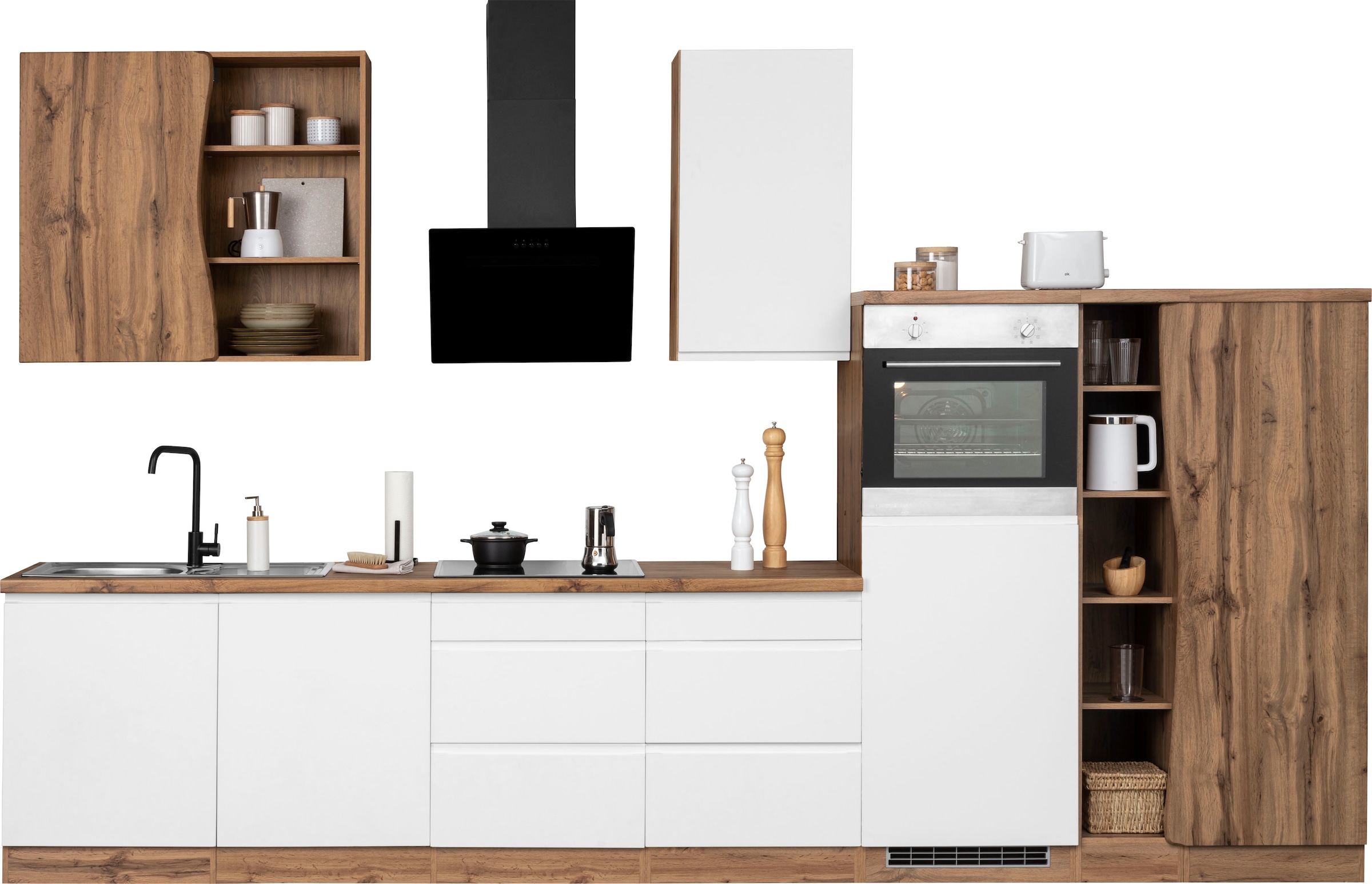 HELD MÖBEL hochwertige 380cm Küche »Bruneck«, bestellen ohne E-Geräte, MDF-Fronten breit, bequem