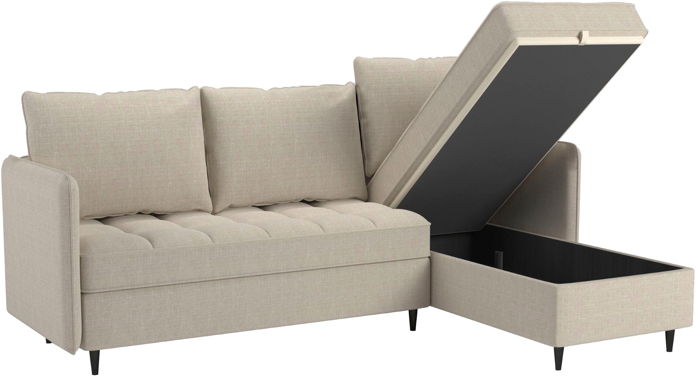 Dorel Home Ecksofa »LINDHUS, L-Form, verschiedene Stellvarianten, Loungesofa, Schlaf-Liege«, Wohnlandschaft, mit Recamiere, großer Bettkasten, Cord, Chenille