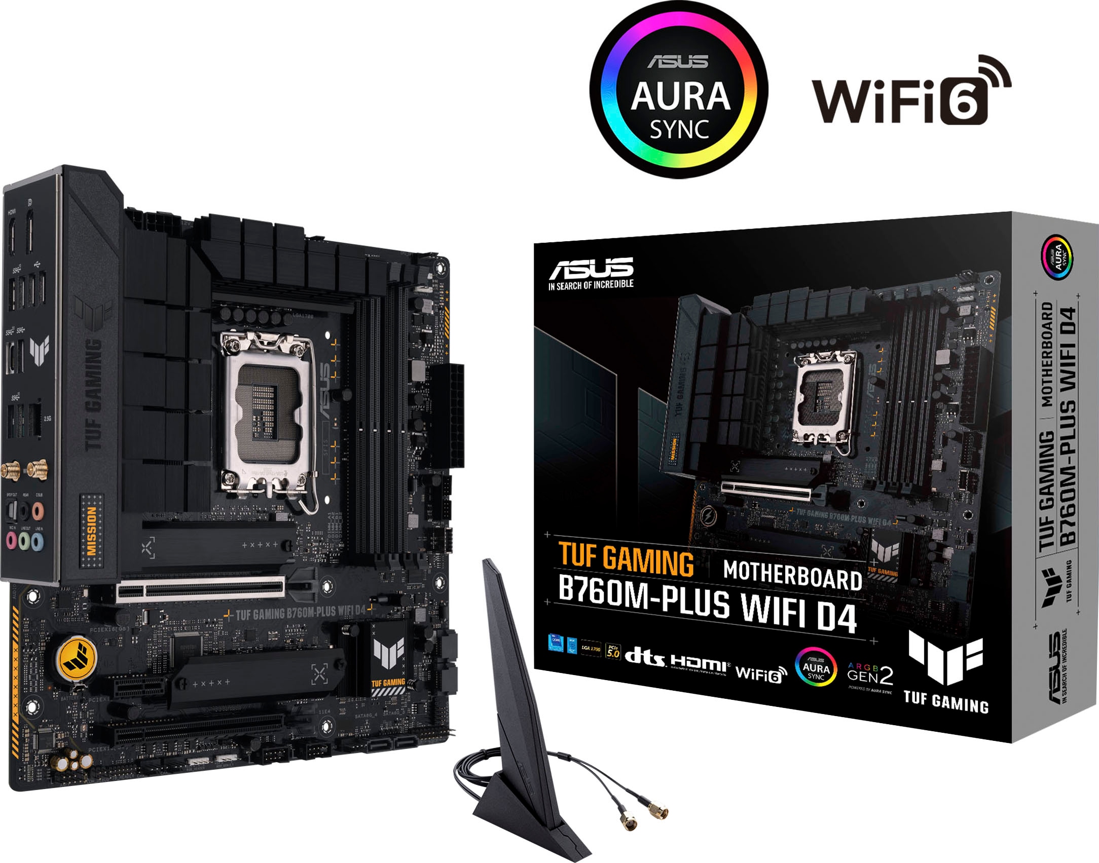 Mainboard »TUF GAMING B760M-PLUS WIFI D4«, Intel B760, mATX, DDR4 Speicher, PCIe 5.0,...