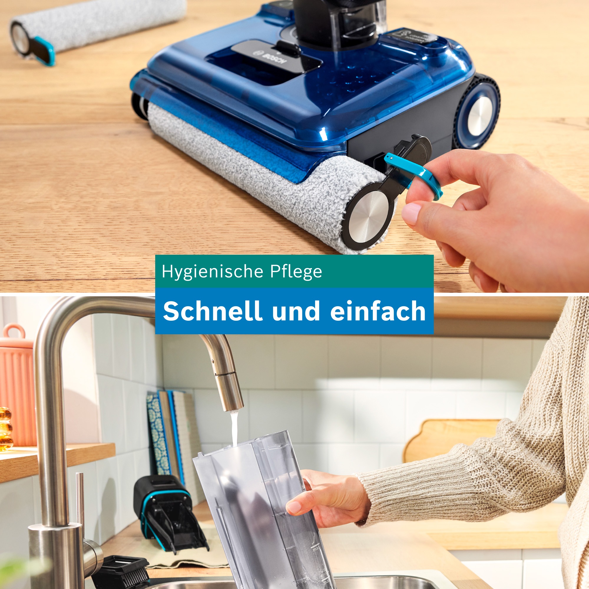 BOSCH Nass-Trocken-Sauger »OneFlow Serie 6 BHF61BM/BHF61BS, Selbstantrieb, 24kPA, 180°Neigung« Anti-Haarverwicklung, LED-Licht, Selbstreinigung, 40 min Akku / 150m²