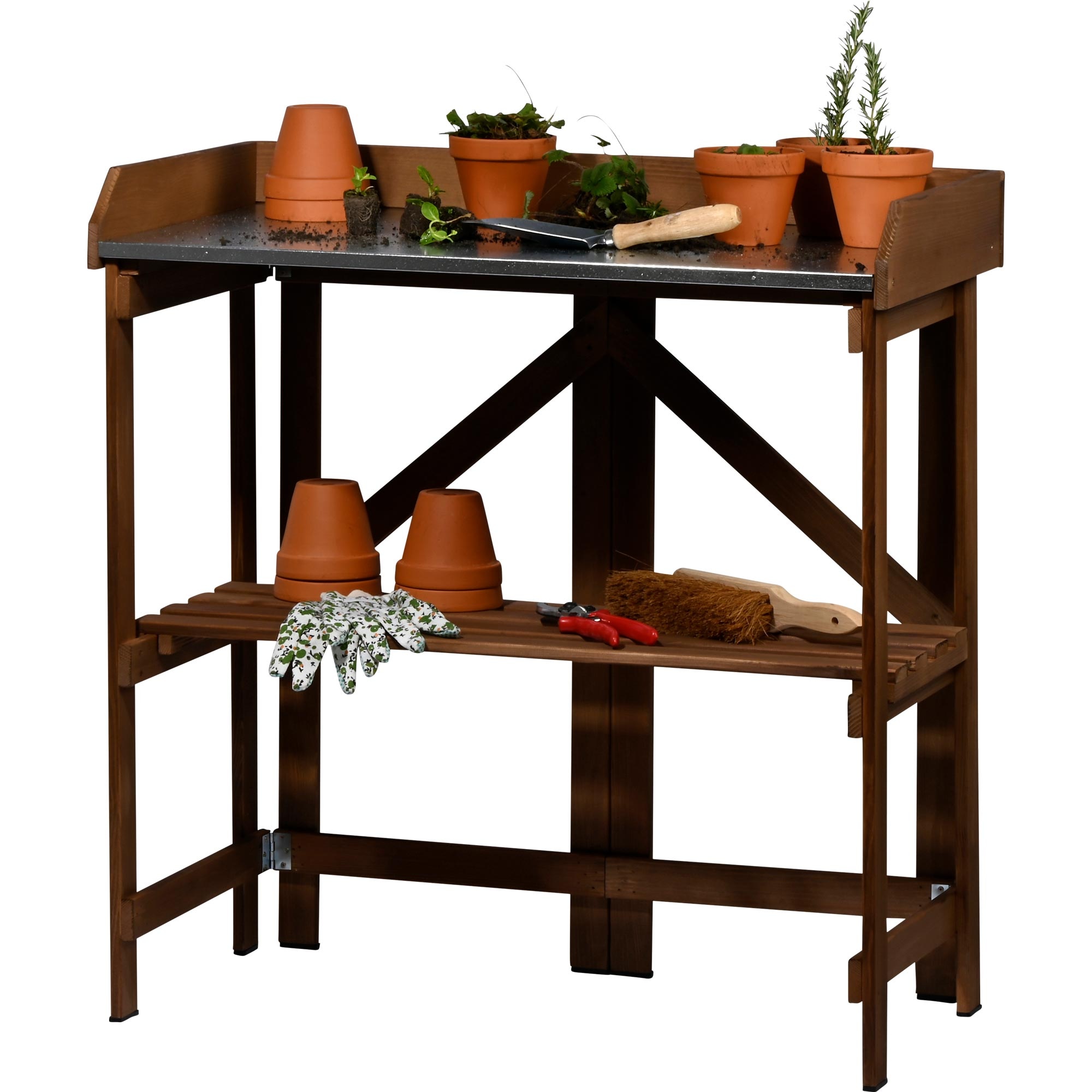 dobar Pflanztisch »faltbar mit Ablage, Dunkelbraun«