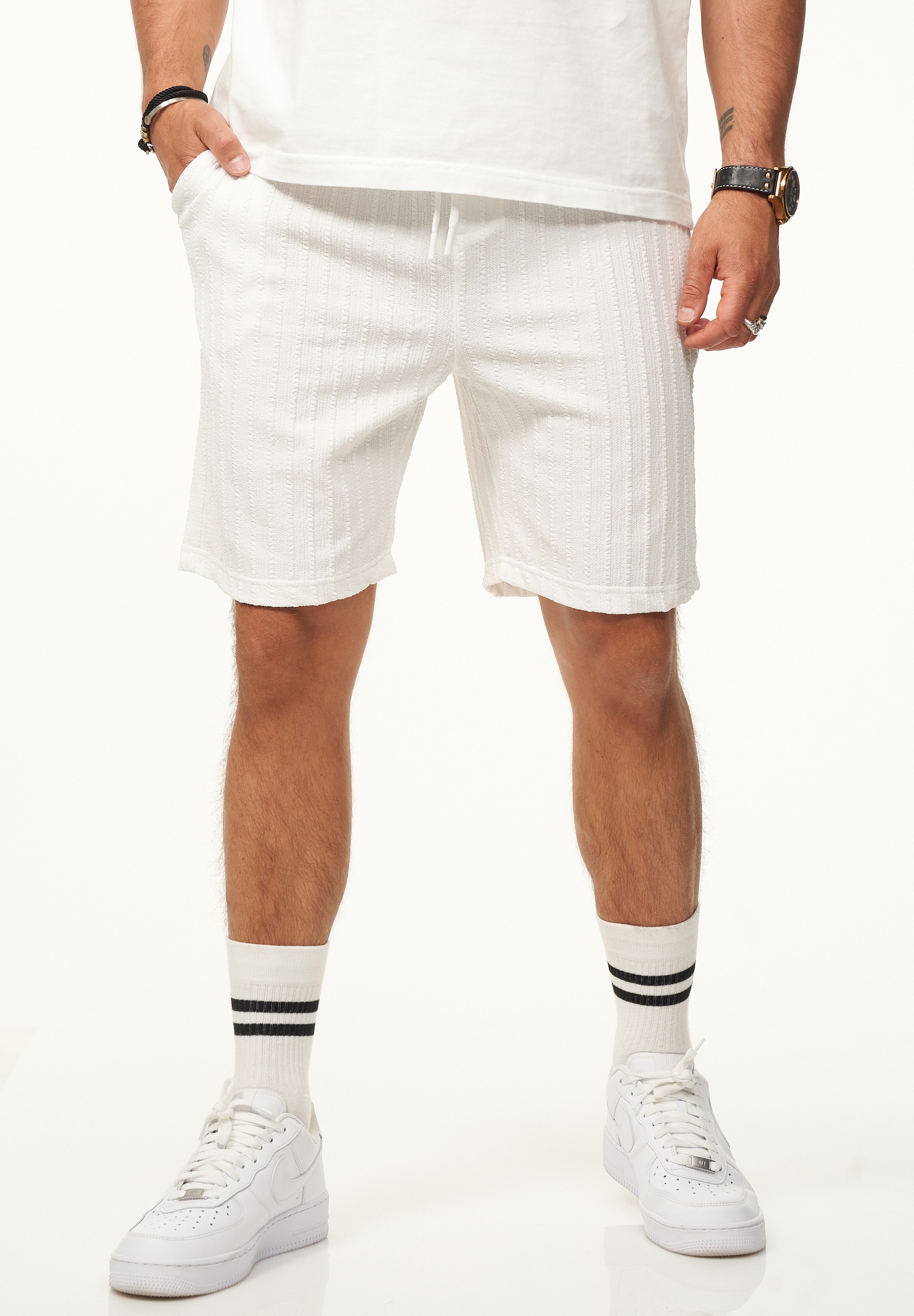 CARISMA Shorts »mit Gummibund & Tunnelzug - Sommershorts mit Strick-Streifen-Muster«  Kurze Hose Shorts Bermuda Sweatshorts mit Streifenmuster im Regular-Fit