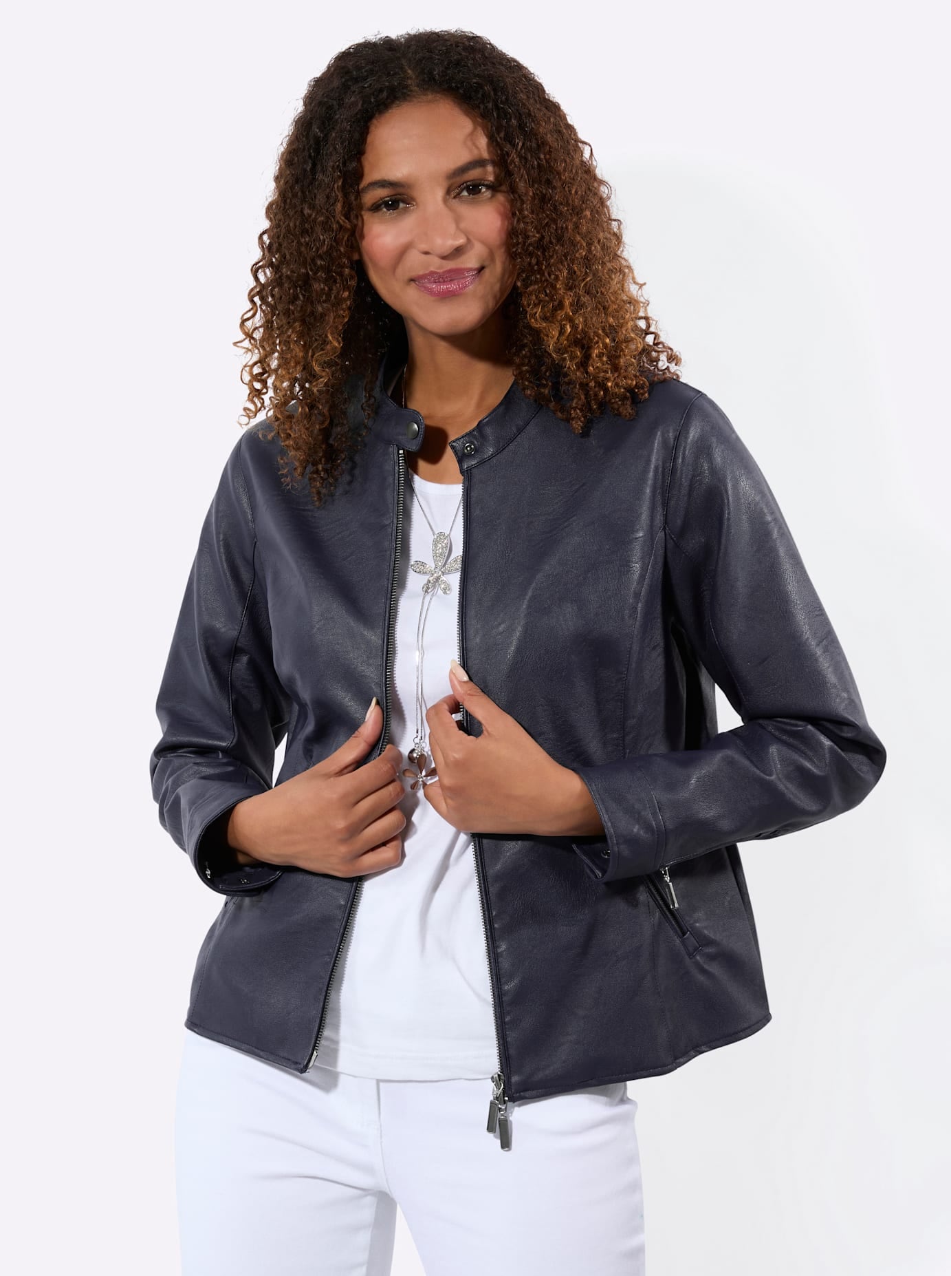 Inspirationen Lederimitatjacke ohne Kapuze