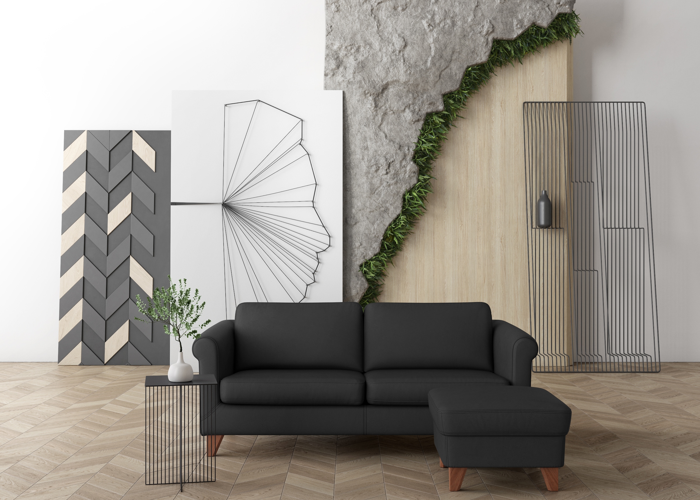 machalke® 2,5-Sitzer »amadeo«, Ledersofa mit geschwungenen Armlehnen, Breite 180 cm