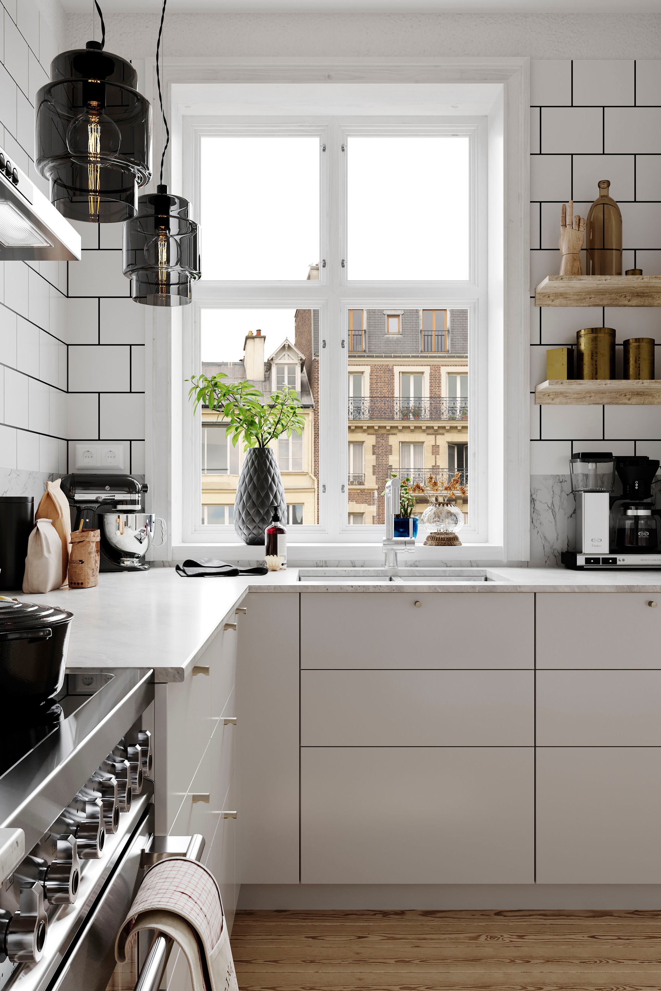 By Rydens Pendelleuchte »Ebbot« E27 1 Stk. Hängeleuchte mit Glasschirm, Ø 27 cm