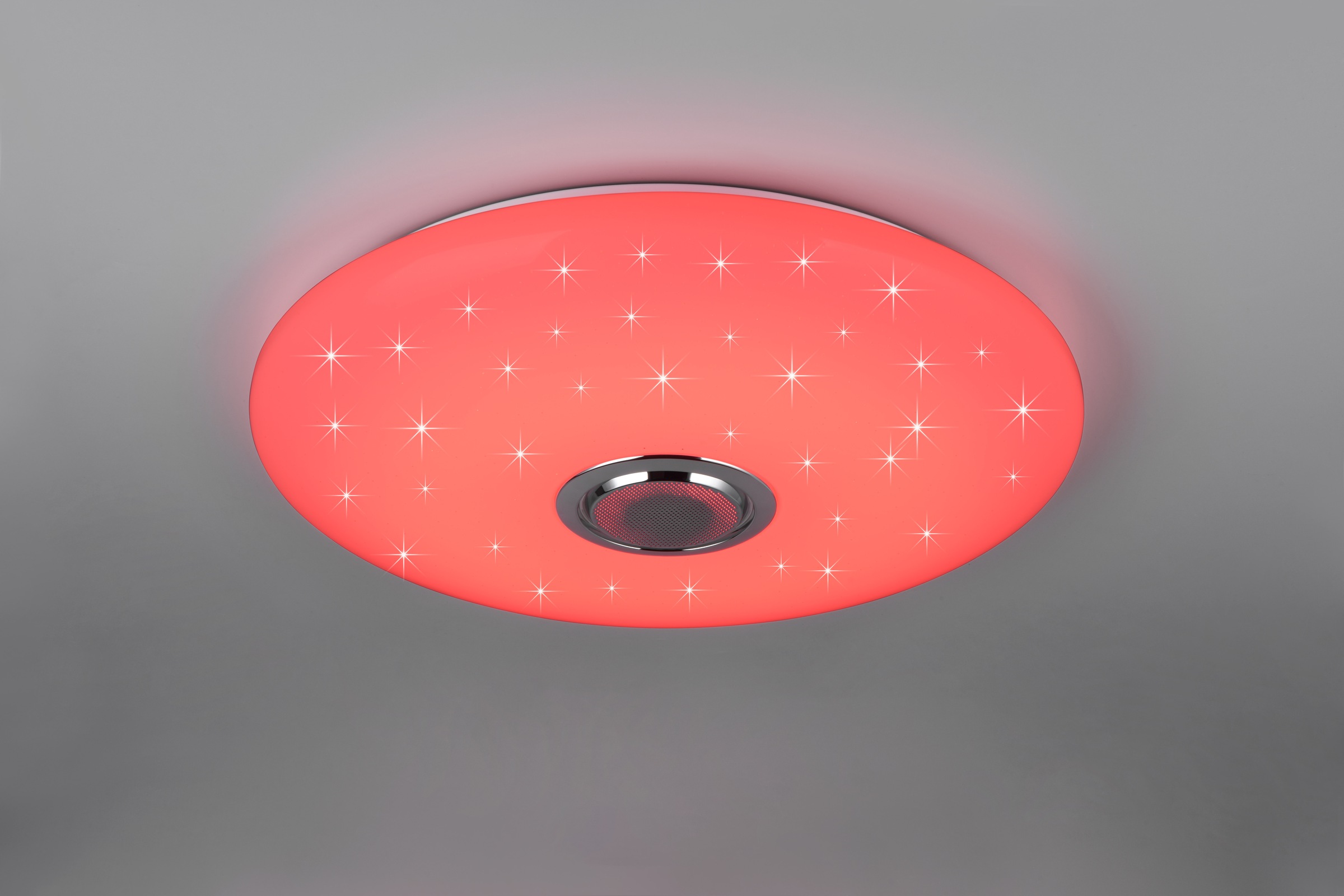 REALITY Leuchten LED Deckenleuchte »MUSICA, LED Deckenlampe mit Bluetooth Lautsprecher, Fernbedienung inkl« LED-Board 1 Stk. warmweiß - kaltweiß RGBW Farbwechsel mit Rainbow-Effekt, dimmbar, Timer, Starlight, Memory