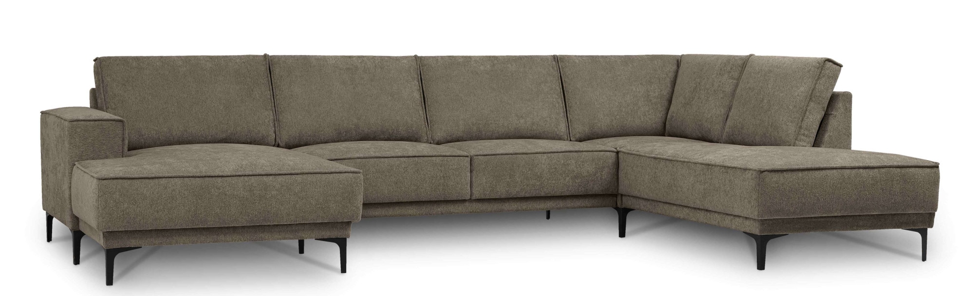 Places of Style Wohnlandschaft »XXL Sofa Oland, Struktur, Flachgewebe, Luxus-Microfaser, Boucle«, U-Form, 345 cm, Wellenunterfederung, Skandi-Design, Metallfüße