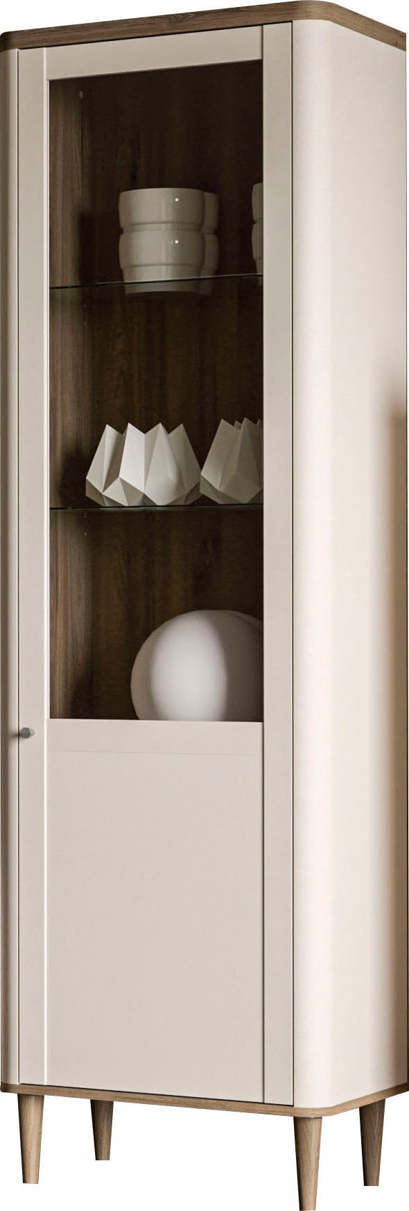 FORTE Vitrine »Lacetti« B/H/T 60,4/200,5/41,2 cm, Echtholzfüße