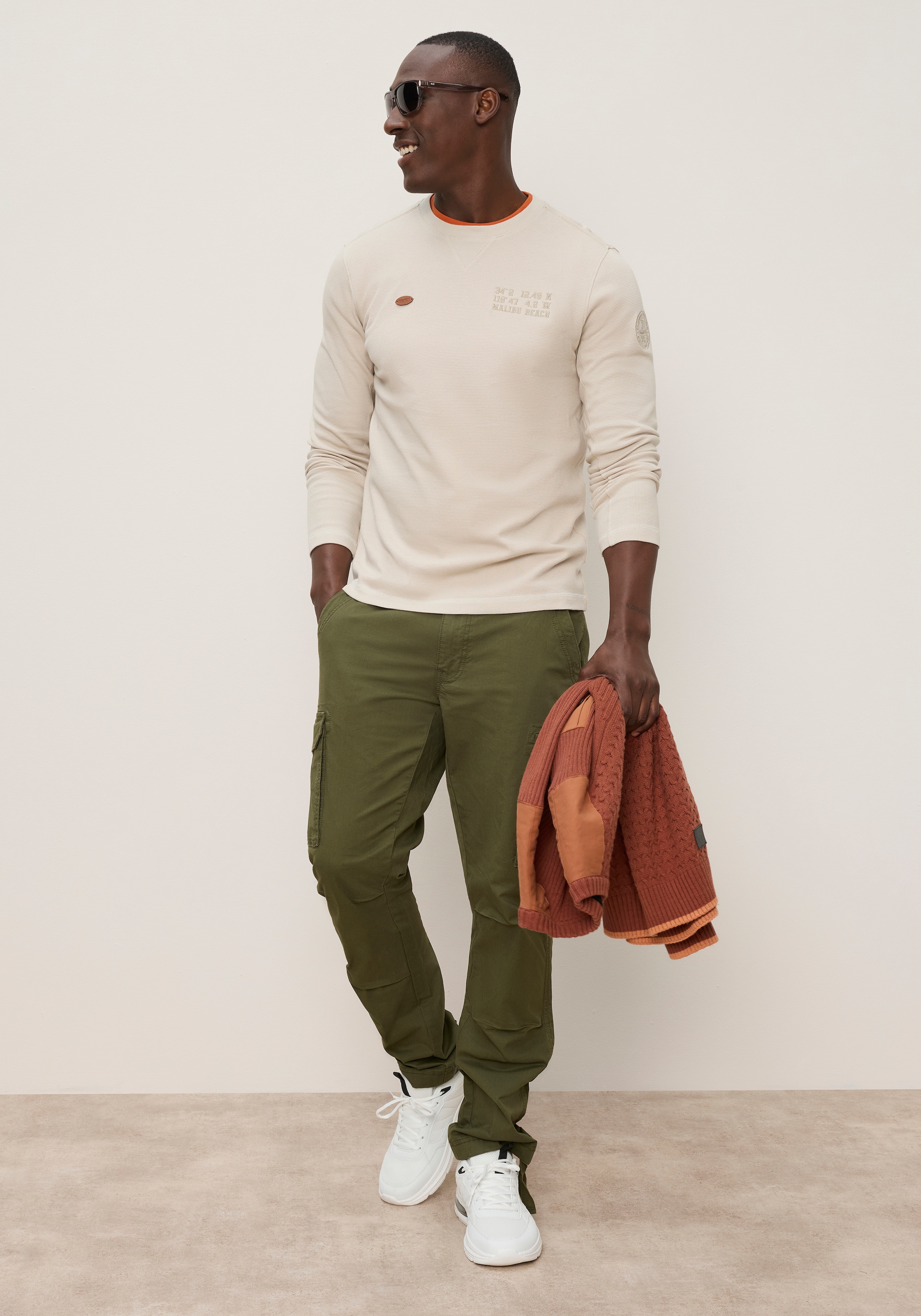 KangaROOS Langarmshirt mit Rundhalsausschnitt, aus Piqué-Material