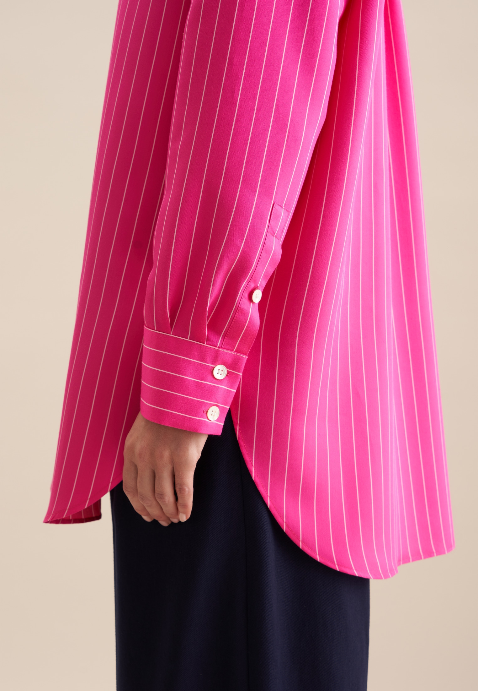 seidensticker Longbluse »Schwarze Rose«, Langarm Kragen Streifen