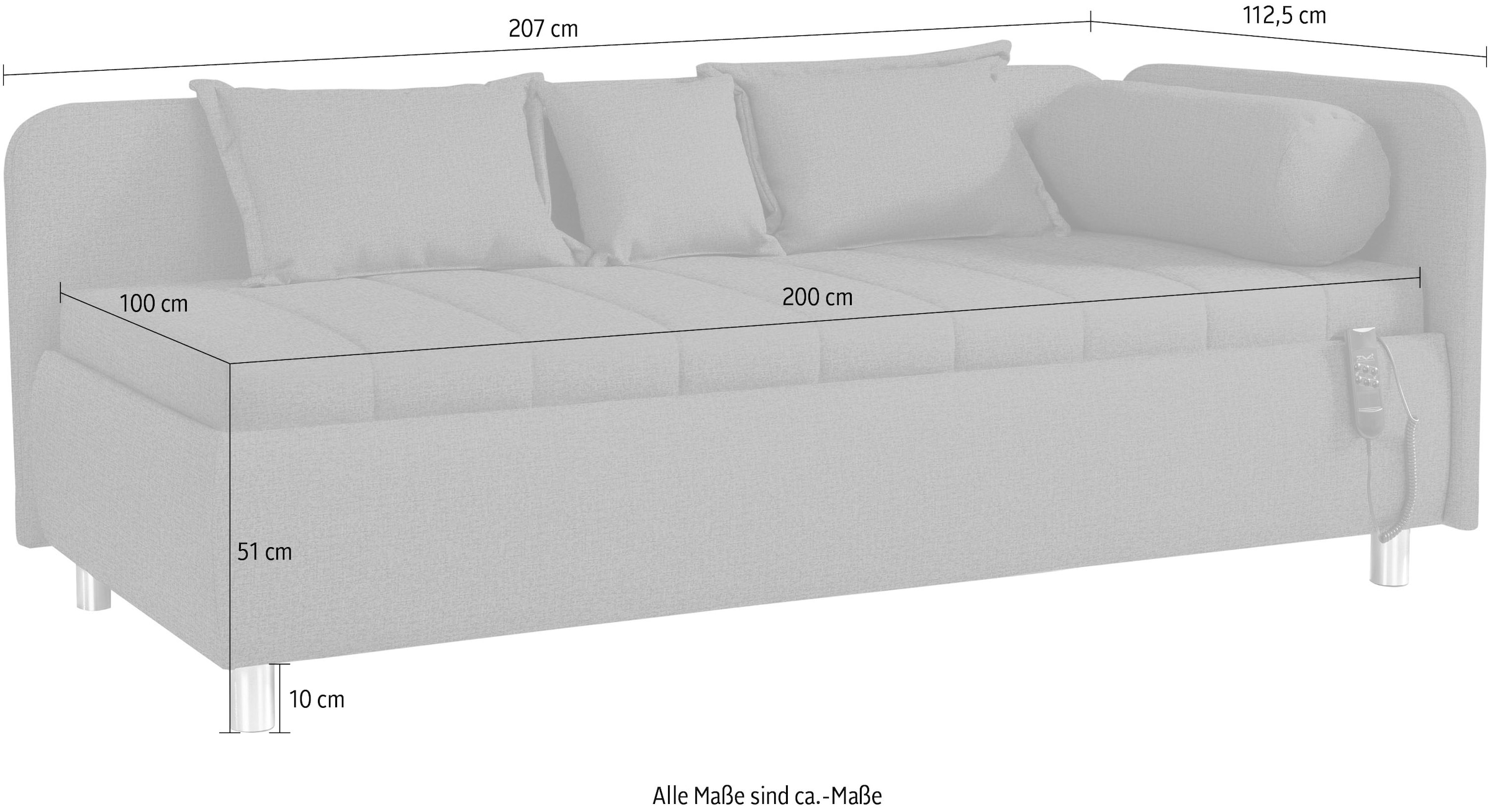 ADA trendline Schlafsofa »Kiana«, Liegefläche 90/200 cm oder 100/200 cm, Bettkasten, Zierkissen-Set