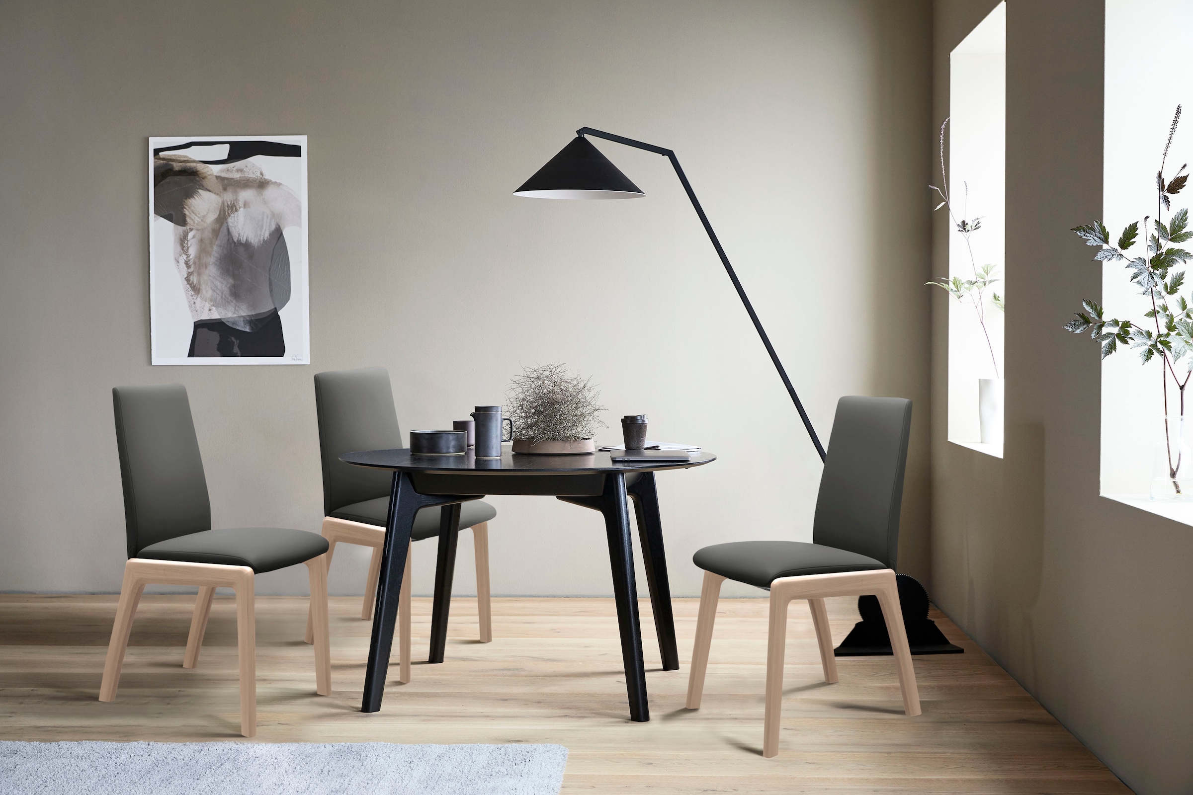 Stressless , Polsterstuhl »Laurel« () Low Back, Größe L, mit abgerundeten Beinen in Schwarz, rock PALOMA + Schwarz, Leder PALOMA: PALOMA ist ein 