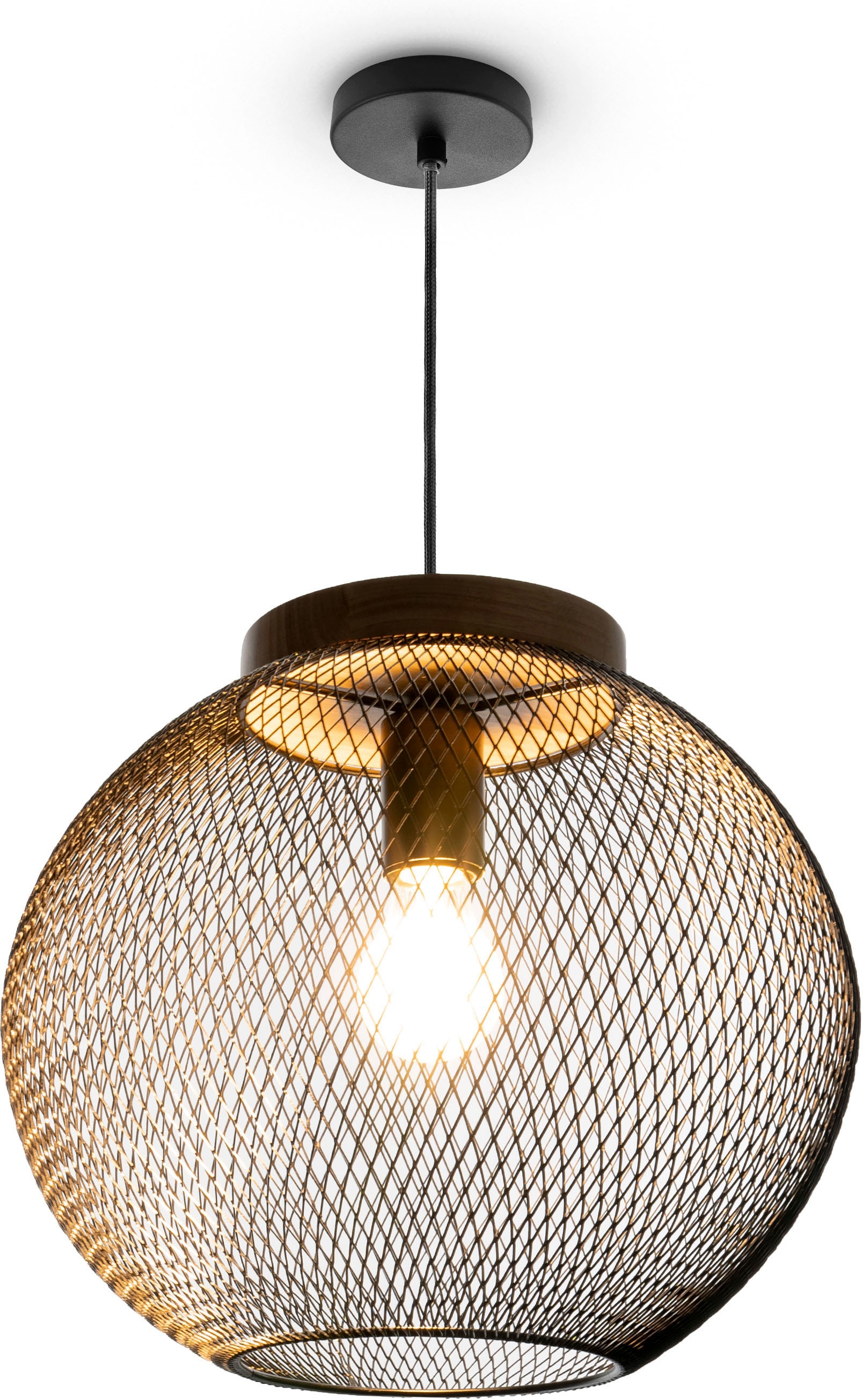 Paco Home Pendelleuchte »TRAPU«, mit kaufen Holz Garantie Hängeleuchte online Lampe Esszimmer Korblampen XXL Vintage Jahren 3 | Metall E27