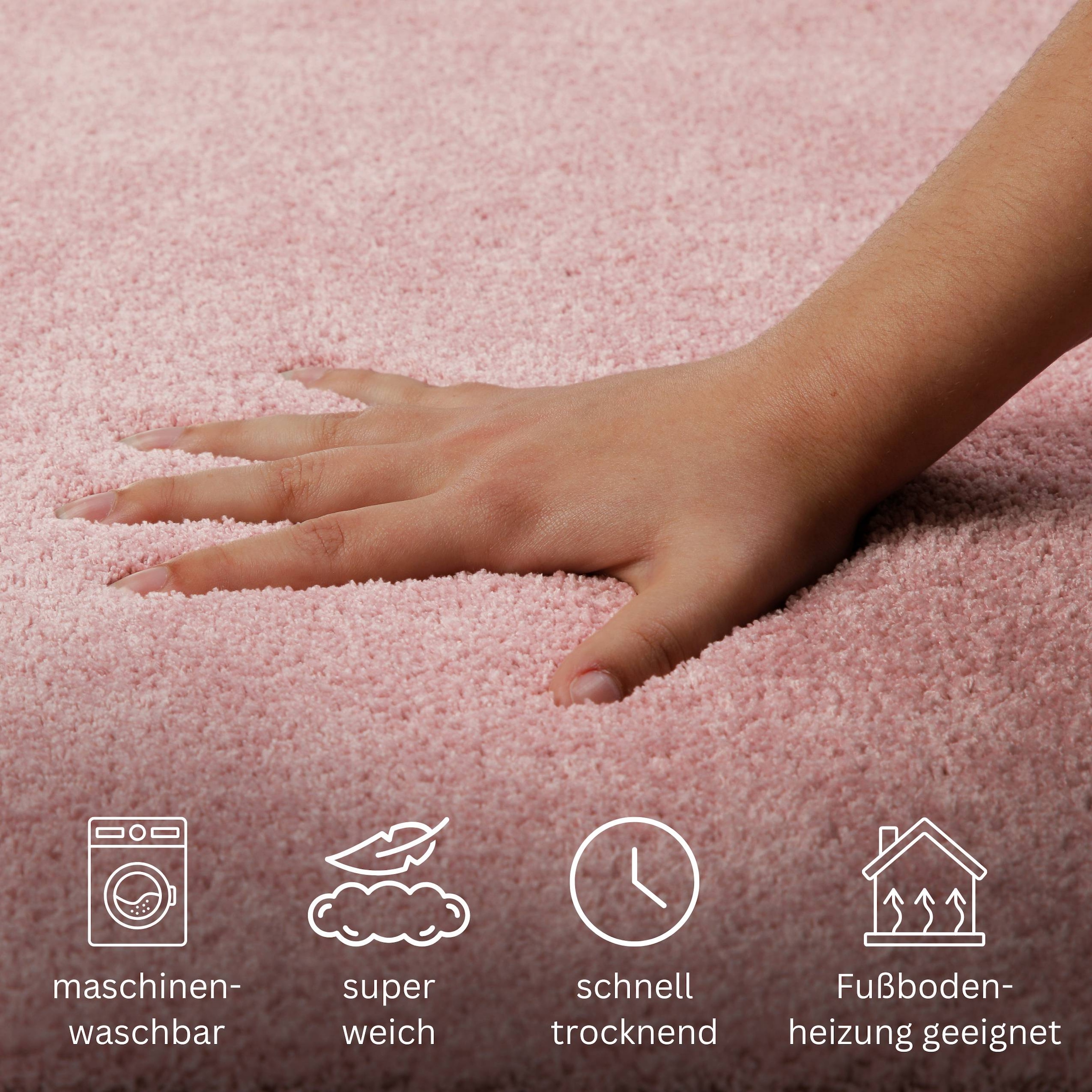 OTTO home Badematte »Neele« Höhe 20 mm rutschhemmend beschichtet schnell trocknend Badteppich, getuftet, modern, Uni, antirutsch, flauschig, Hochflor