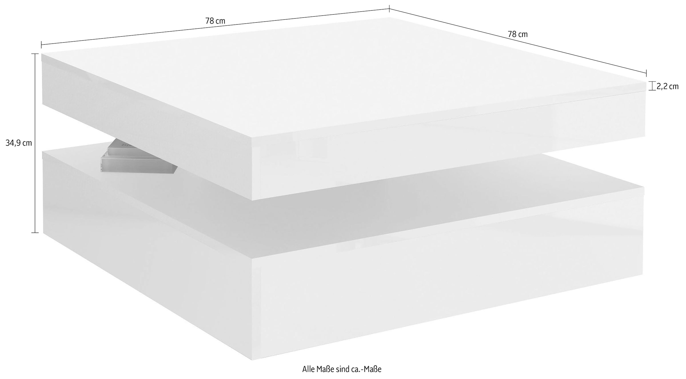 FORTE Couchtisch, mit Funktion, drehbare Tischplatte, Breite ca. 78x78 cm