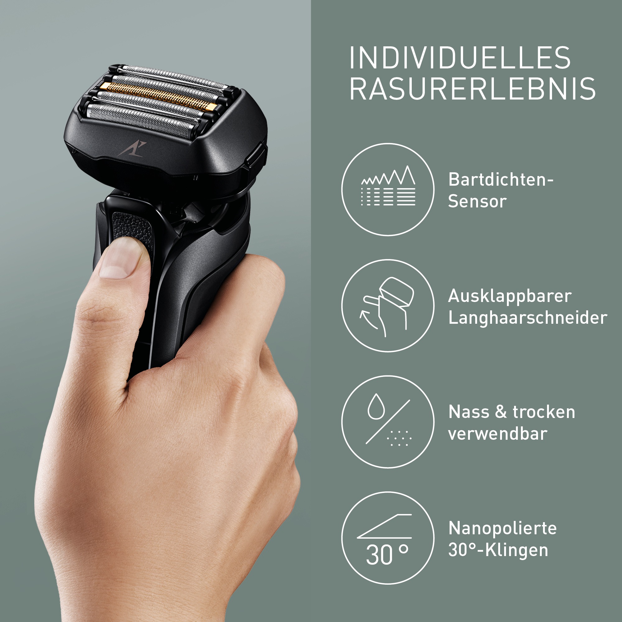 Panasonic Elektrorasierer »Series 900 Premium Rasierer ES-LV6U«, Langhaartrimmer