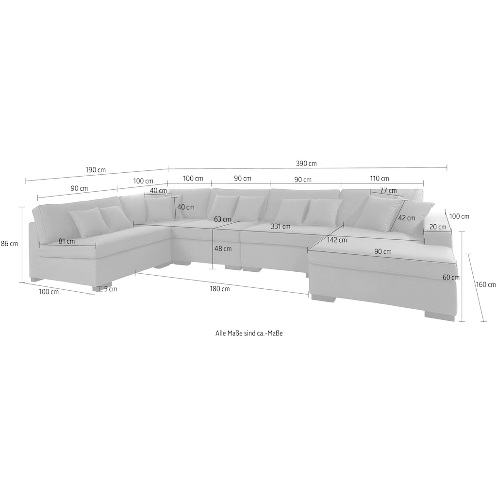 Guido Maria Kretschmer Home&Living Wohnlandschaft »Skara«, Lounge-Sofa mit Federkernpolsterung, in vielen Bezugsvarianten