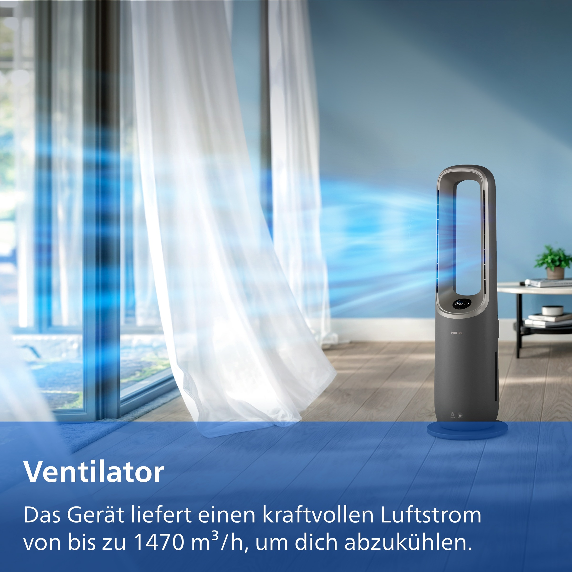 Philips Luftreiniger »AMF970/10 AirPerformer 4-in-1, Reinigen, Kühlen, Heizen & Befeuchten« für 48 qm Räume mit App-Verbindung, Fernbedienung