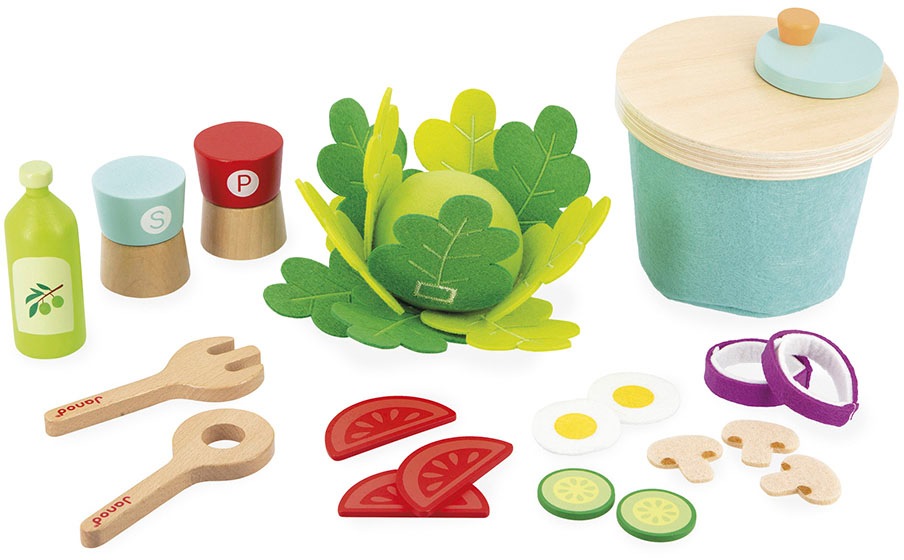 Wald weltweit bei »Holzspielzeug, Spiel-Essensset (33 - Spiellebensmittel tlg.), schützt Salat«, Janod FSC®-