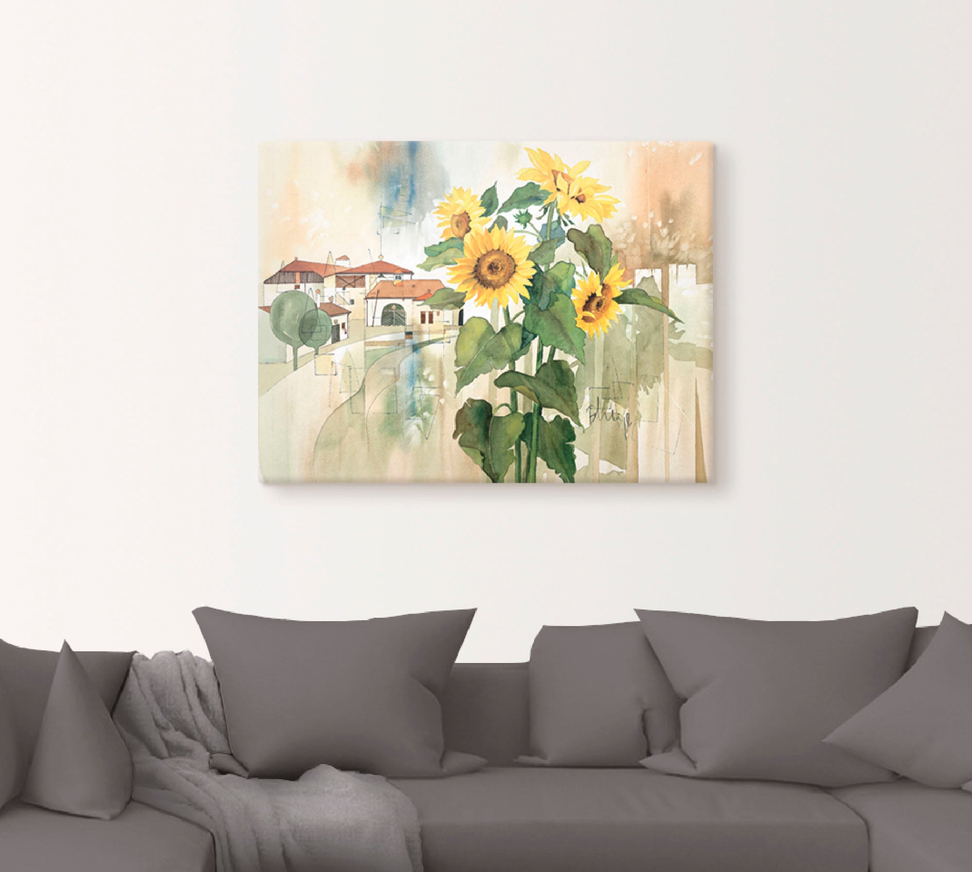 Artland Leinwandbild »Gruss der Sonnenblume« Blumen 1 Stk. tlg. auf Keilrahmen gespannt