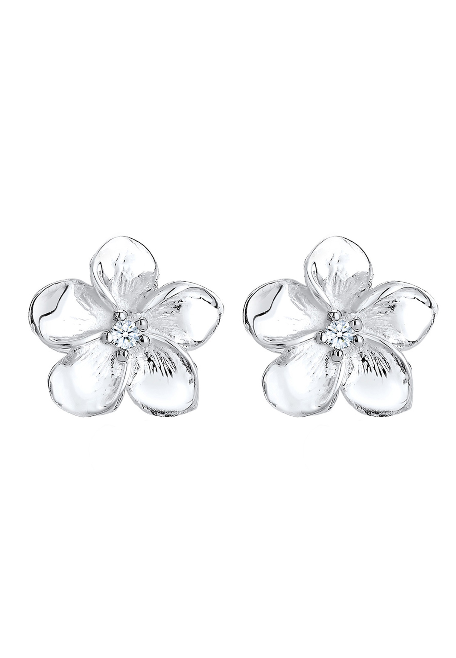 Elli DIAMONDS Paar Ohrstecker »Ohrringe Frangipani Blüte Diamant Blume 925 Silber«