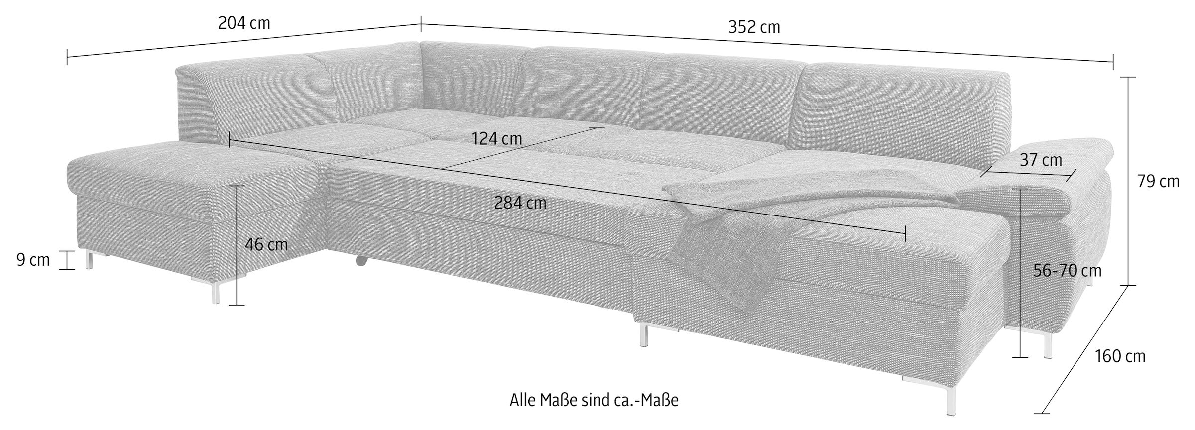 DOMO collection Wohnlandschaft »Santana U-Form«, wahlweise mit Bettfunktion