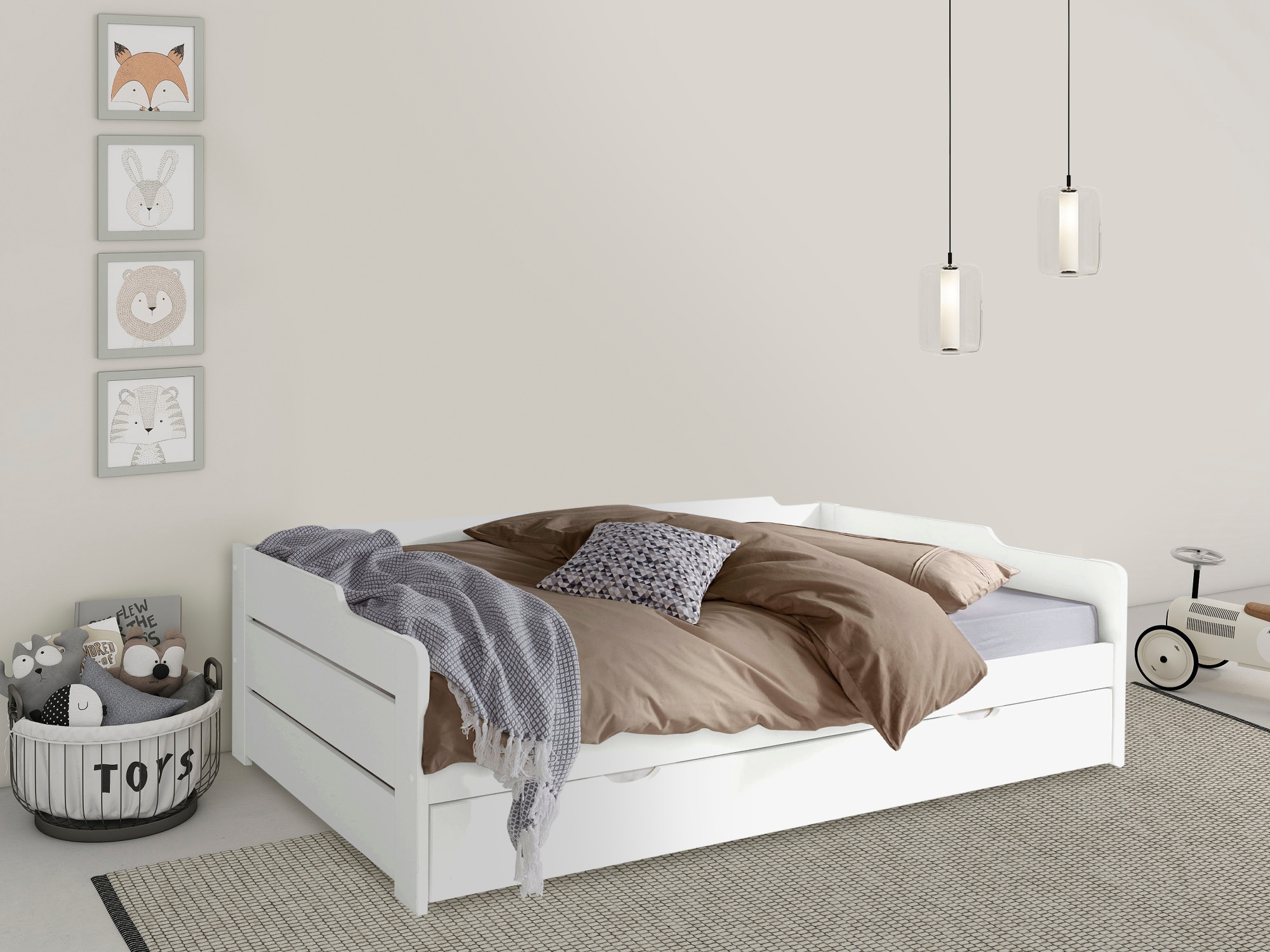 Home affaire Daybett »"REETE " BESTSELLER! Funktionsbett, Kinderbett, inklusive Schubkasten«, (2 Schlafplätze), FSC® zertifiziertes Massivholz (Kiefer), klassischer Landhausstil