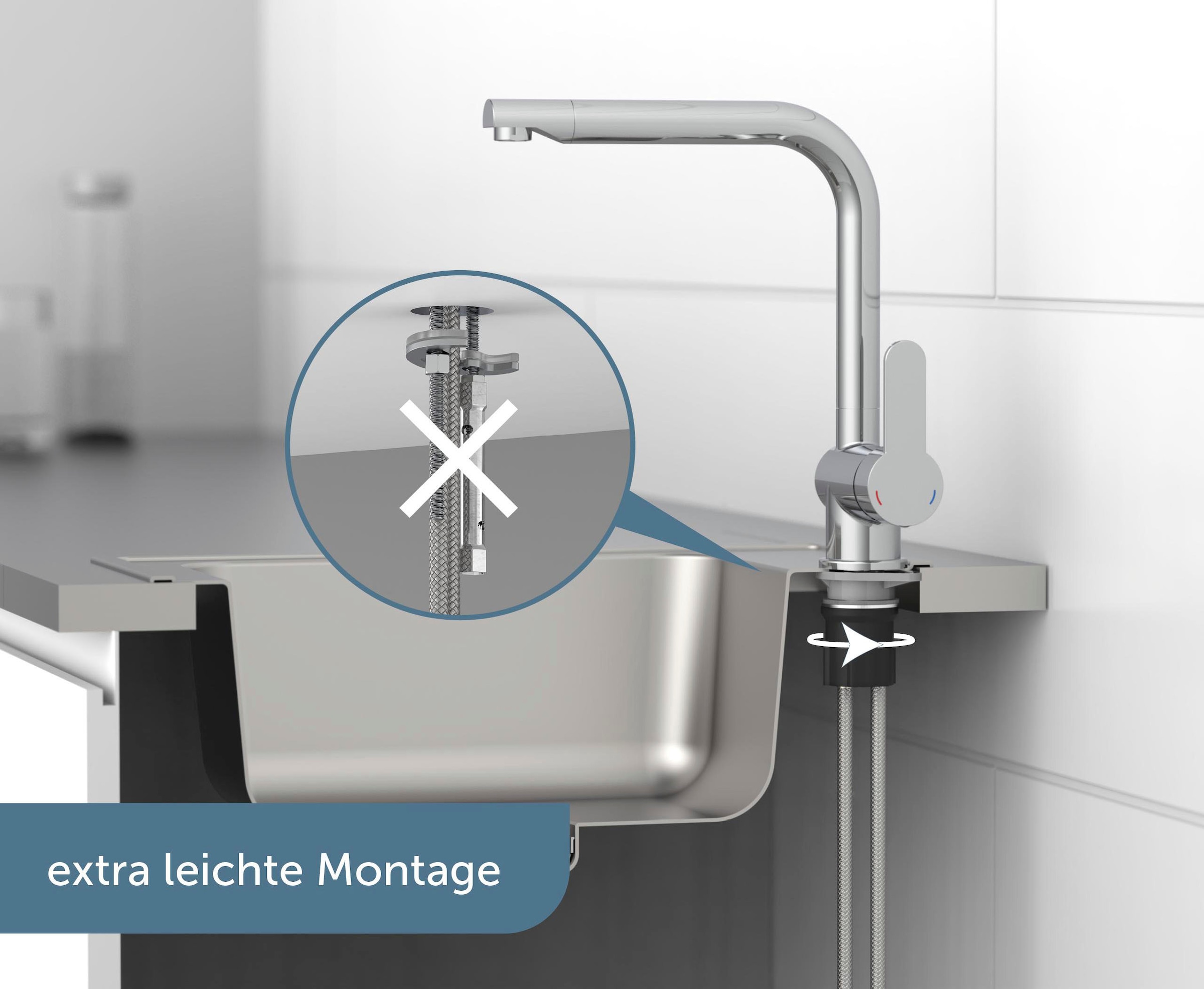 Schütte Spültischarmatur »RIO Schütte« Wasserhahn mit Energiesparfunktion, 360° schwenkbare Mischbatterie