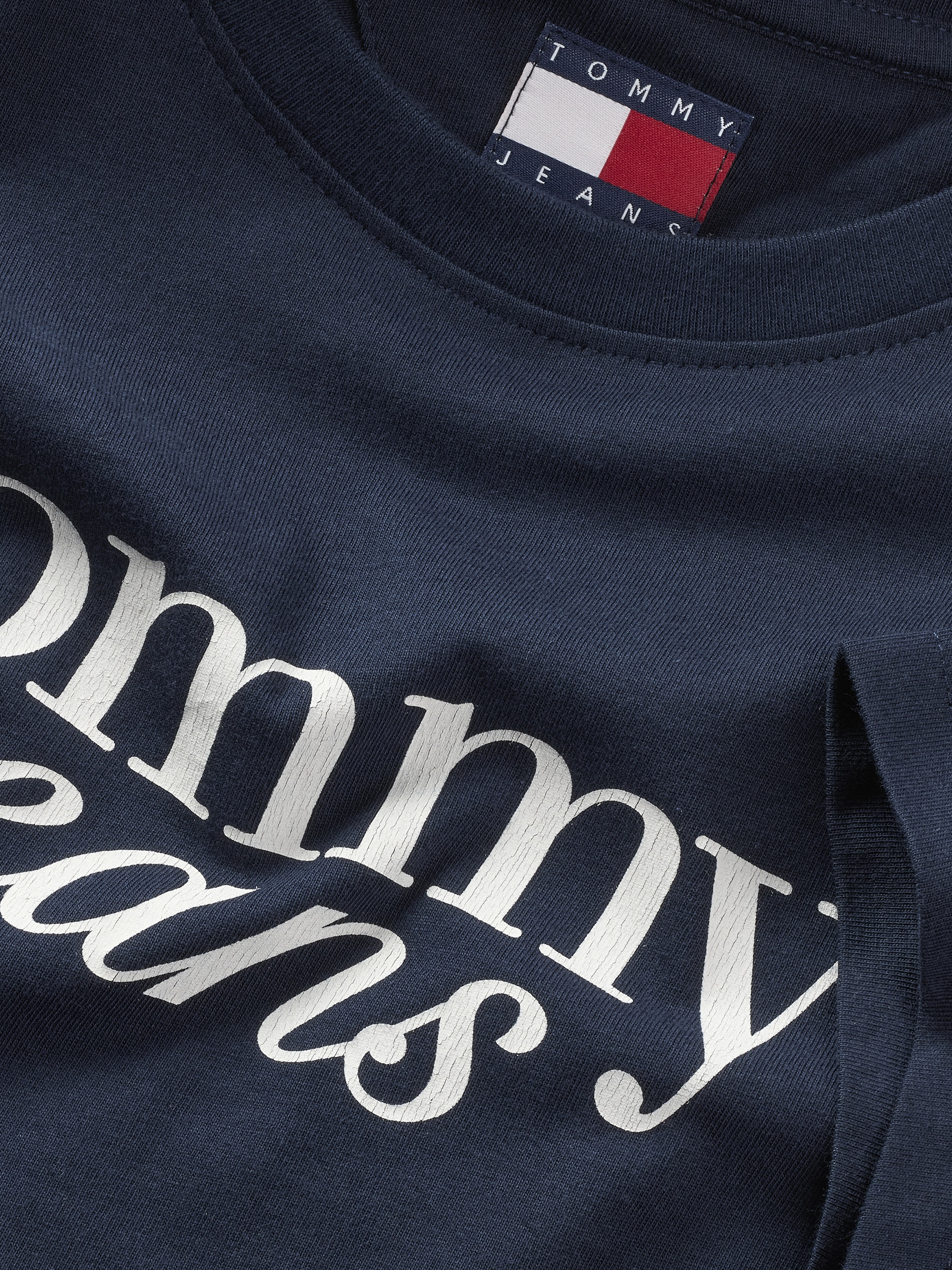 Tommy Jeans Curve Rundhalsshirt »Shirt TJW SLIM ESSENTIAL«, in Großen Größen, Logo-Print auf Brusthöhe, mit Logostickerei