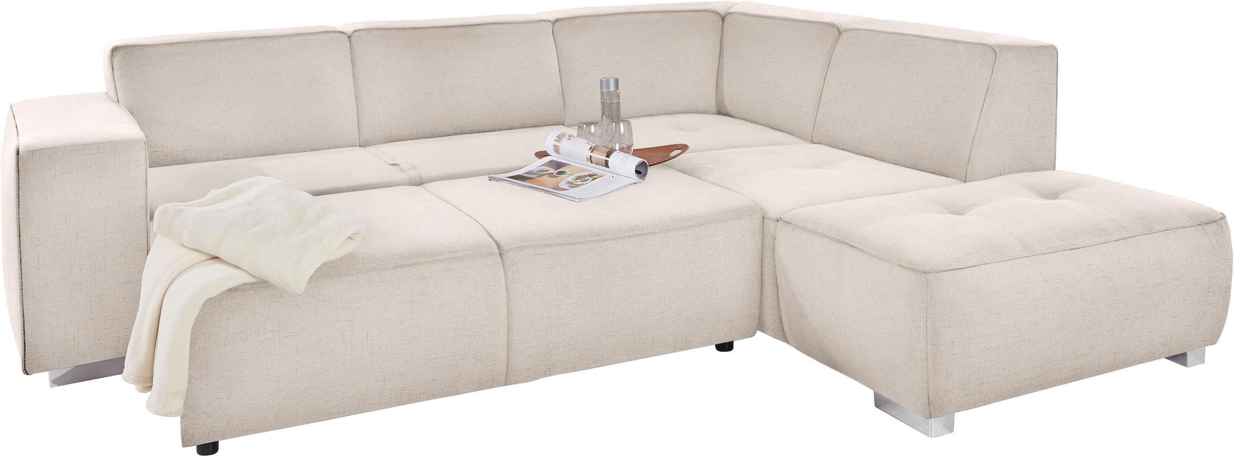 INOSIGN Ecksofa »Sapporo L-Form«, wahlweise Bettfunktion oder Sitztiefenverstellung, Federkern