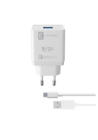 Cellularline Smartphone-Ladegerät »Charger Kit 18W Quick Charge Type-C« kaufen