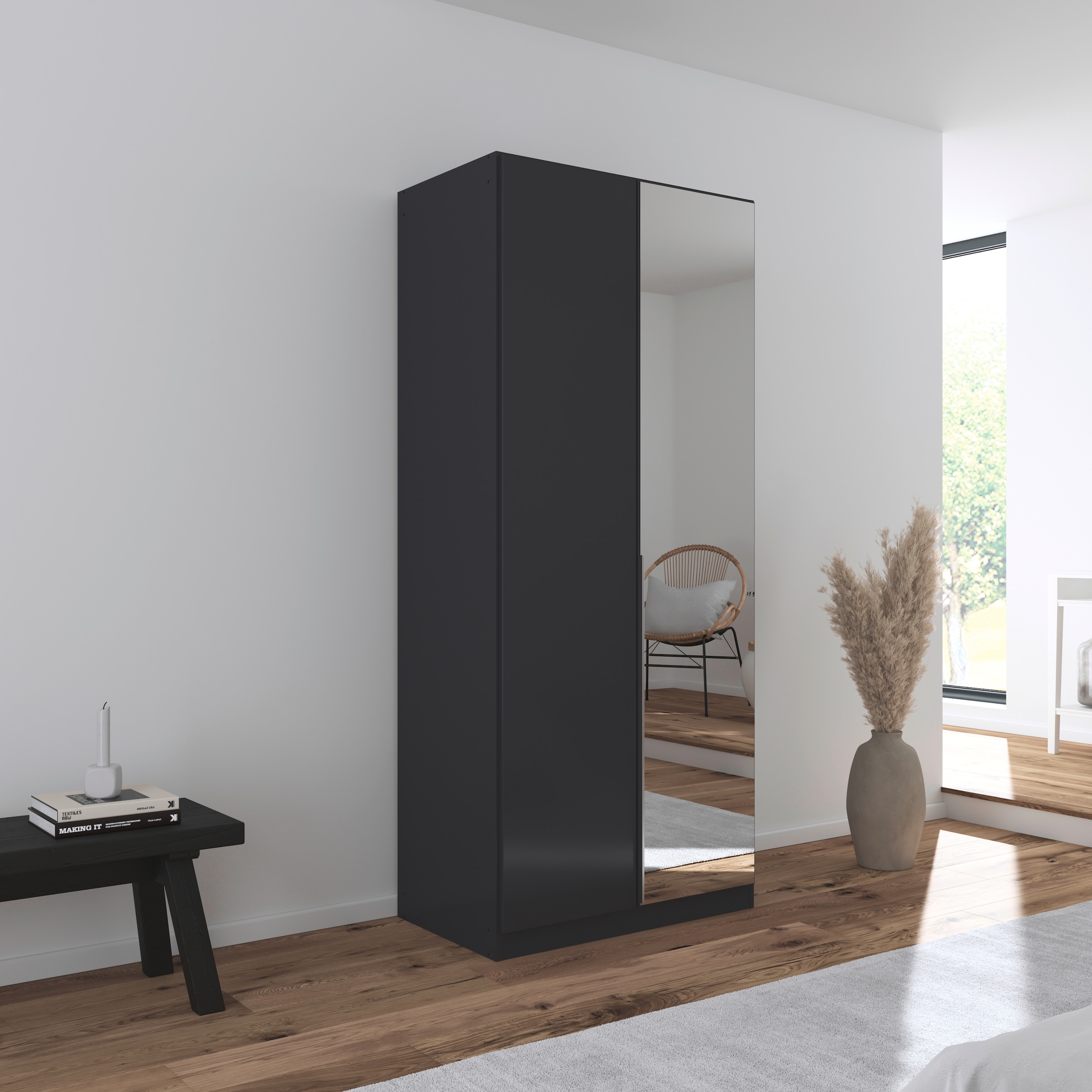 OTTO home Drehtürenschrank »Kleiderschrank Schrank Garderobe AGORDO mit Dekor- oder Hochglanzfront« in zwei Griff-Farben, Breiten 91-405 cm,  durchdachte Innenausstattung, in 8 Breiten und 2 Höhen MADE IN GERMANY