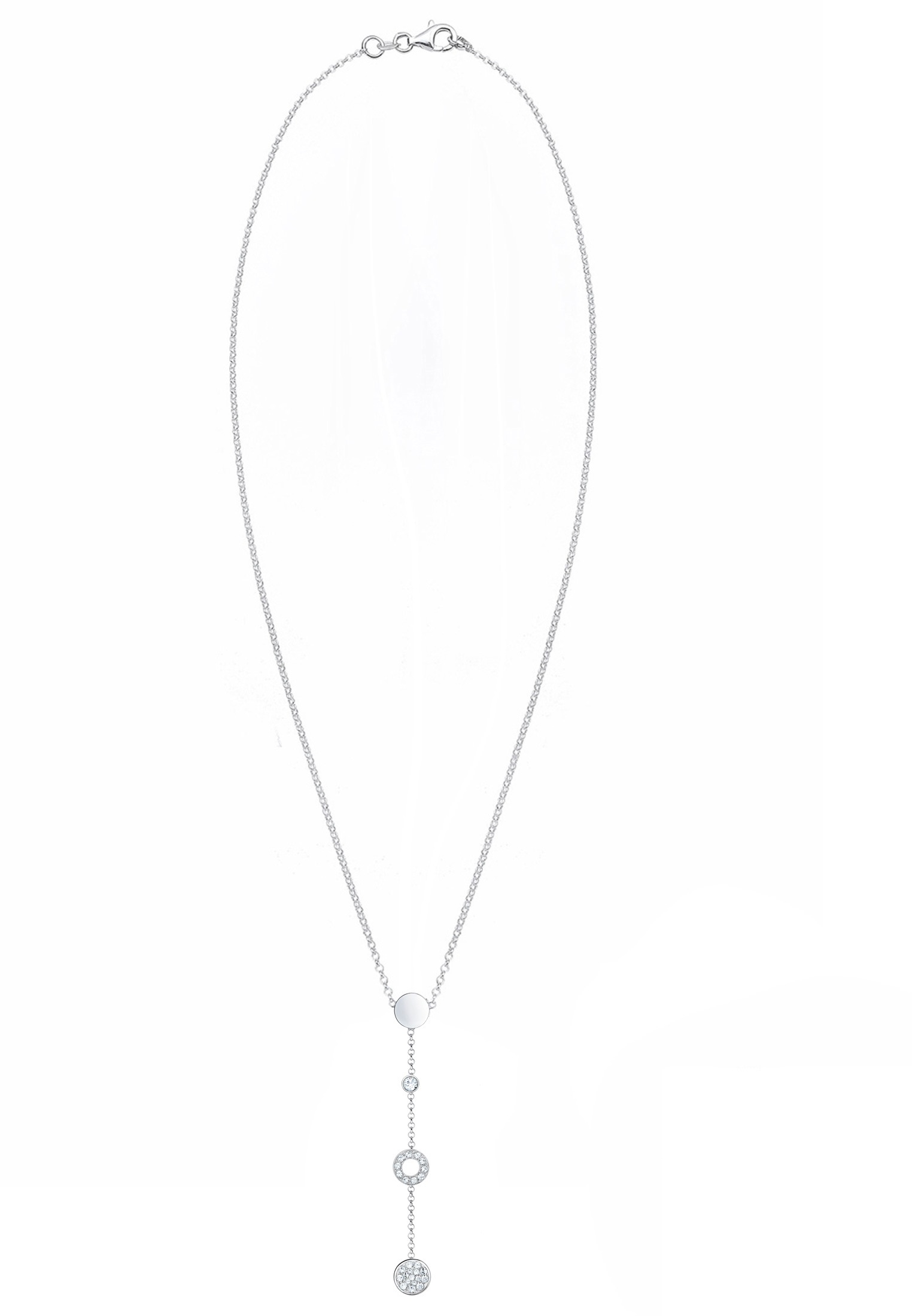 Elli Silberkette »Halskette Kreis Glas Kristalle Weiß 925 Sterling Silber«