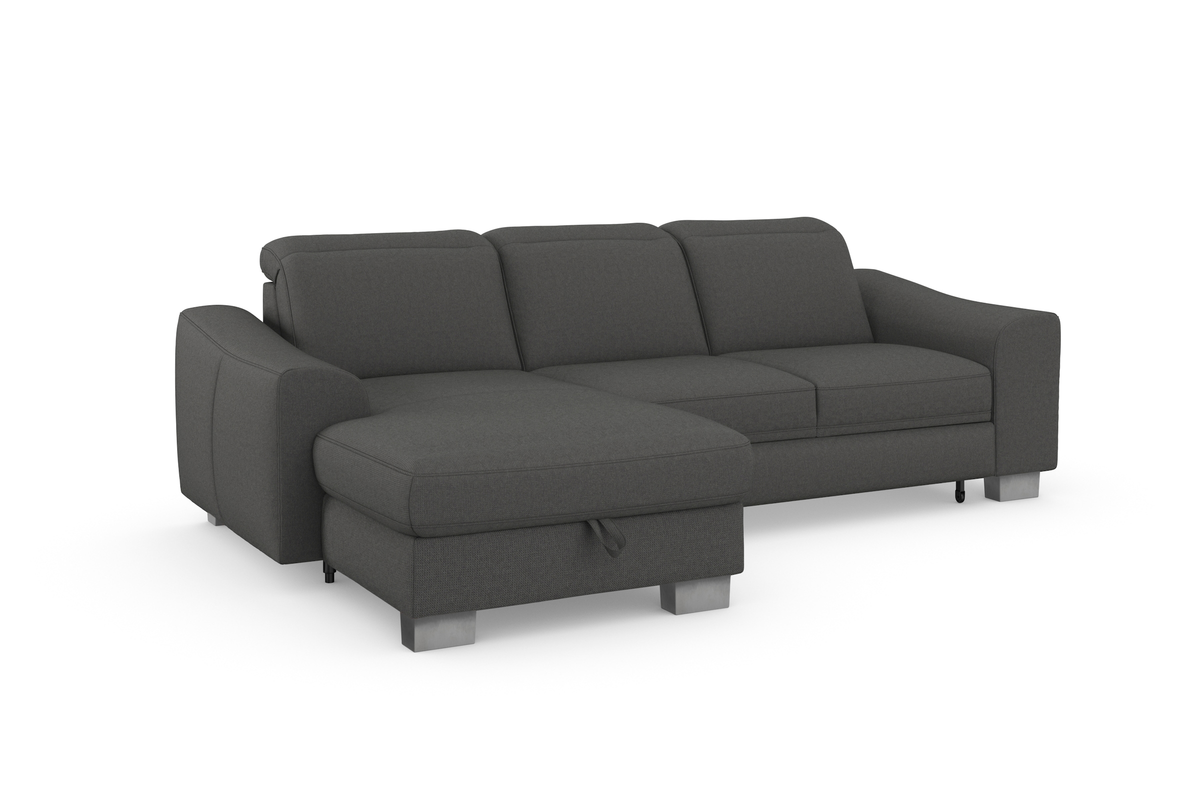 sit&more Ecksofa »Dundee L-Form«, mit Federkern und Edelstahlfüßen, wahlweise mit Kopfteilverstellung