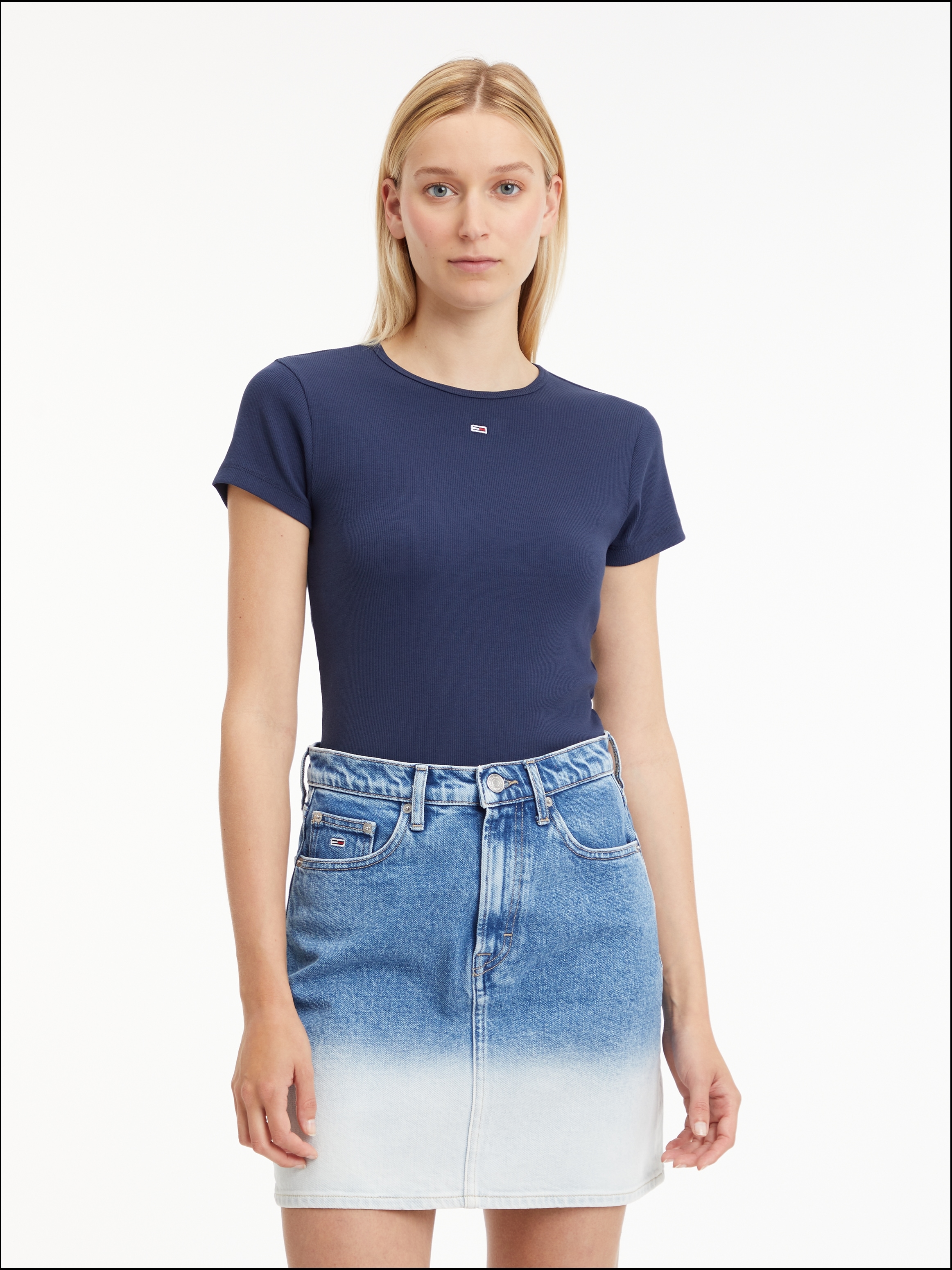 Tommy Jeans T-Shirt »TJW BBY ESSENTIAL RIB SS«, mit Tommy Jeans Logo-Flag