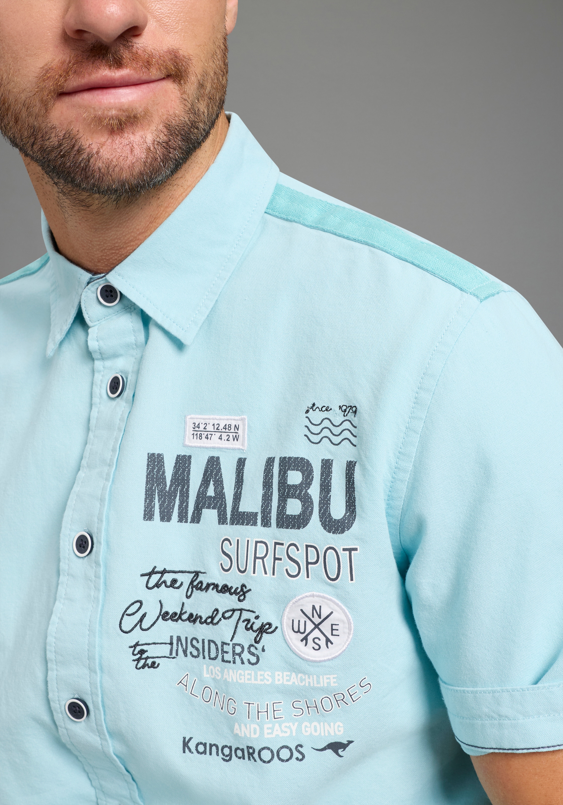 KangaROOS Kurzarmhemd Kurzarm, für Casualmode und Streetwear, aus Baumwolle