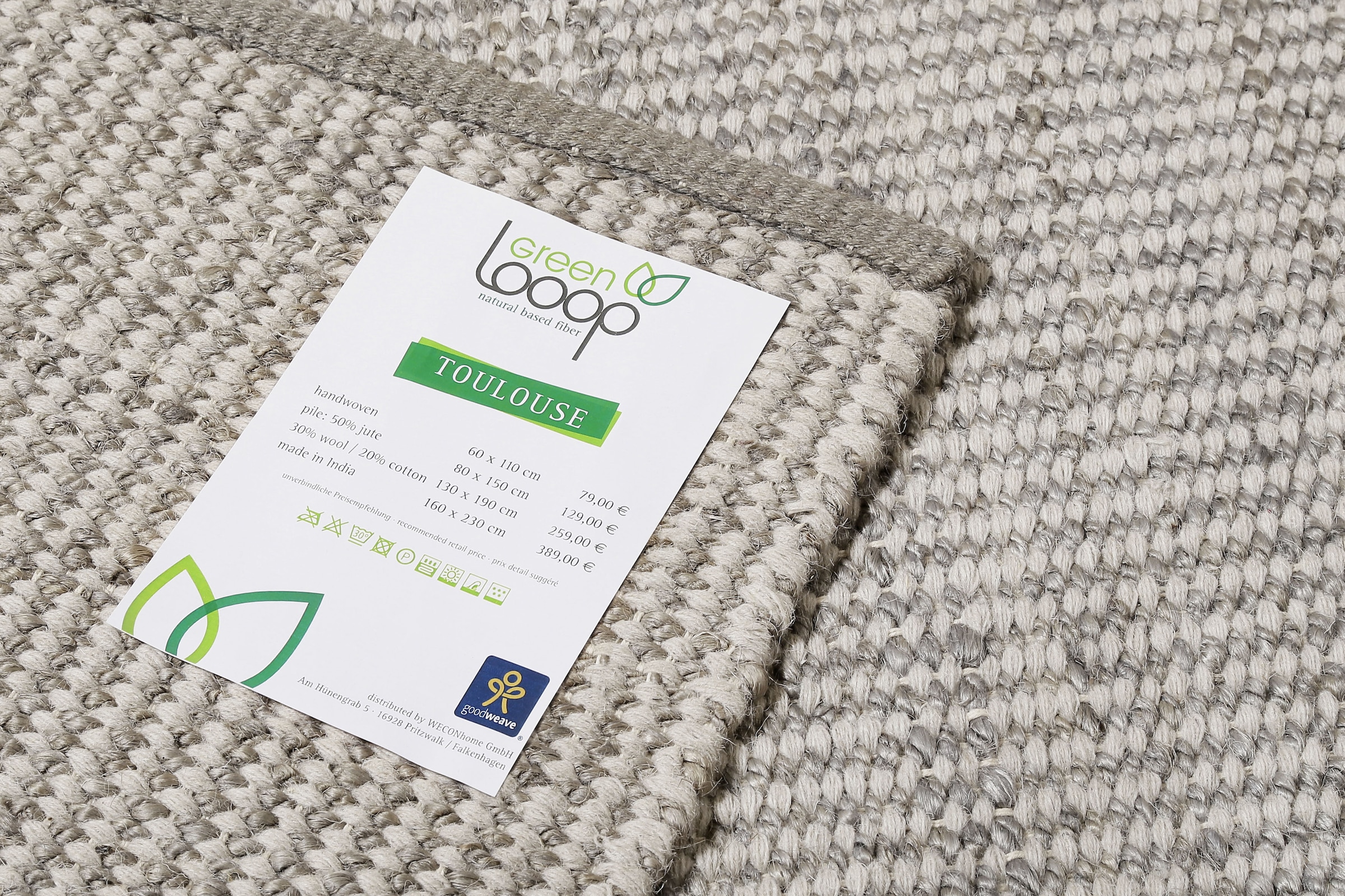 Green Looop Wollteppich »Toulouse«, rechteckig, Naturfaser Teppich aus Wolle und Jute, Wohnzimmer