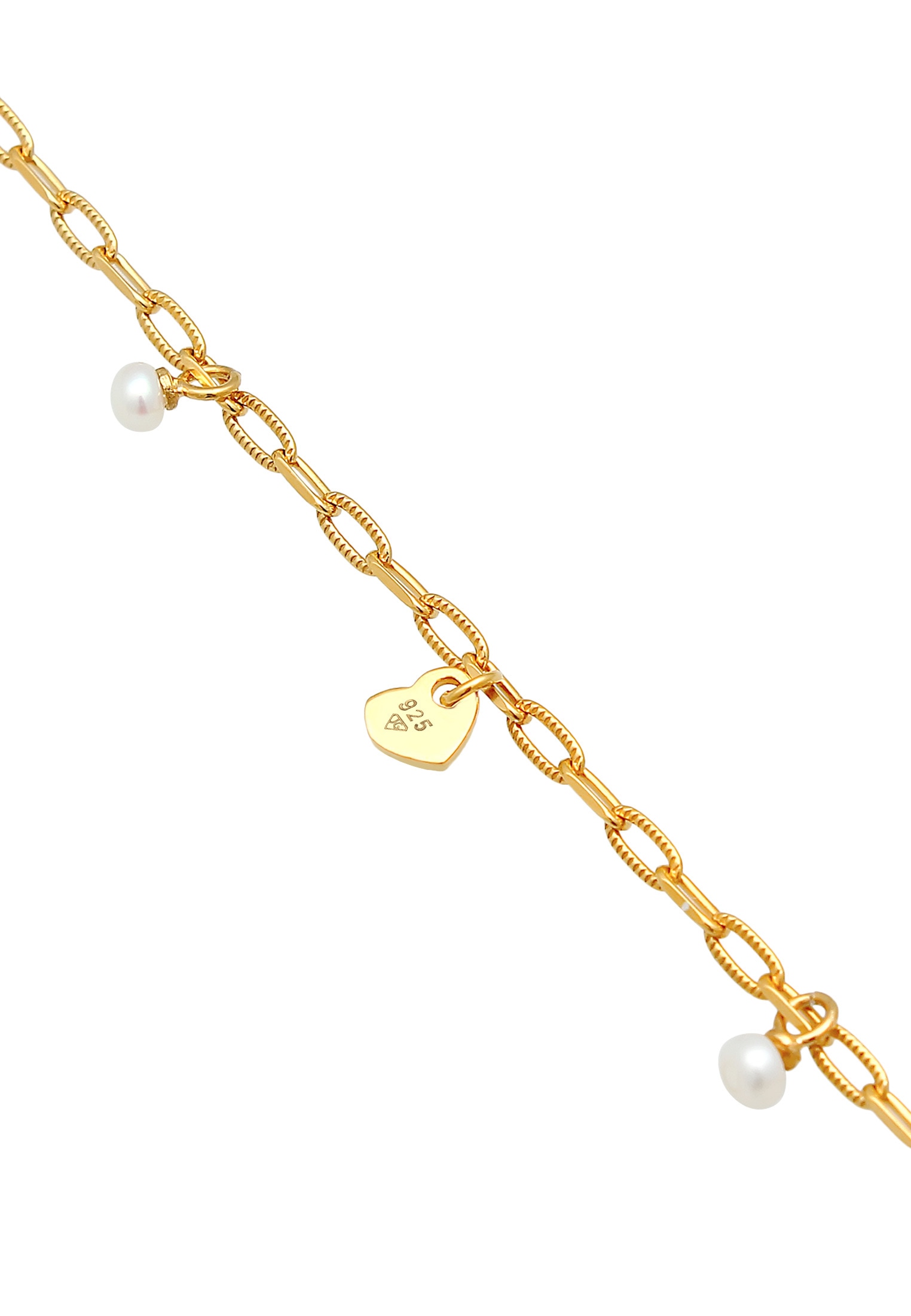 Elli Armkette »Armband Kreuz Feder Herz Süßwasserperle Charm 925 Silber«