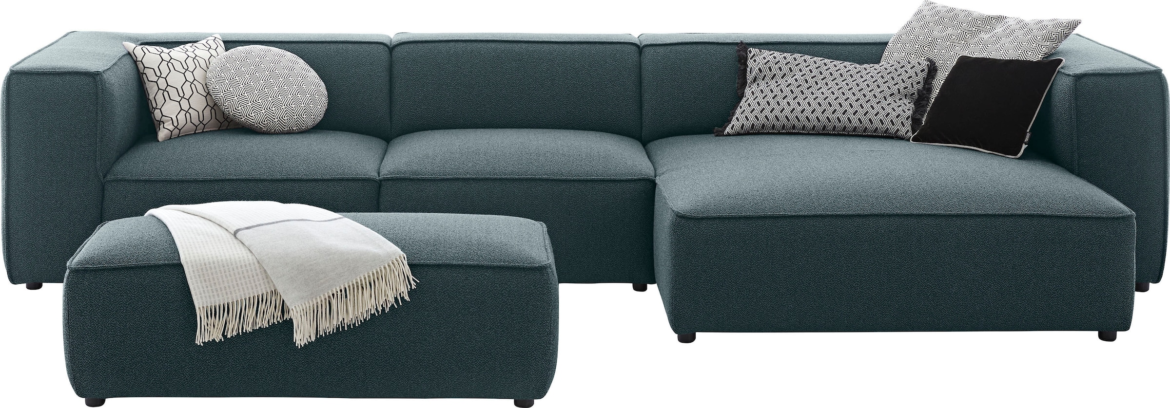 W.SCHILLIG Ecksofa »around-the-block Mega Sofa, viel Platz und hoher Sitzkomfort, L-Form« mit eleganter Biese, mit Federkern, Breite 341 cm