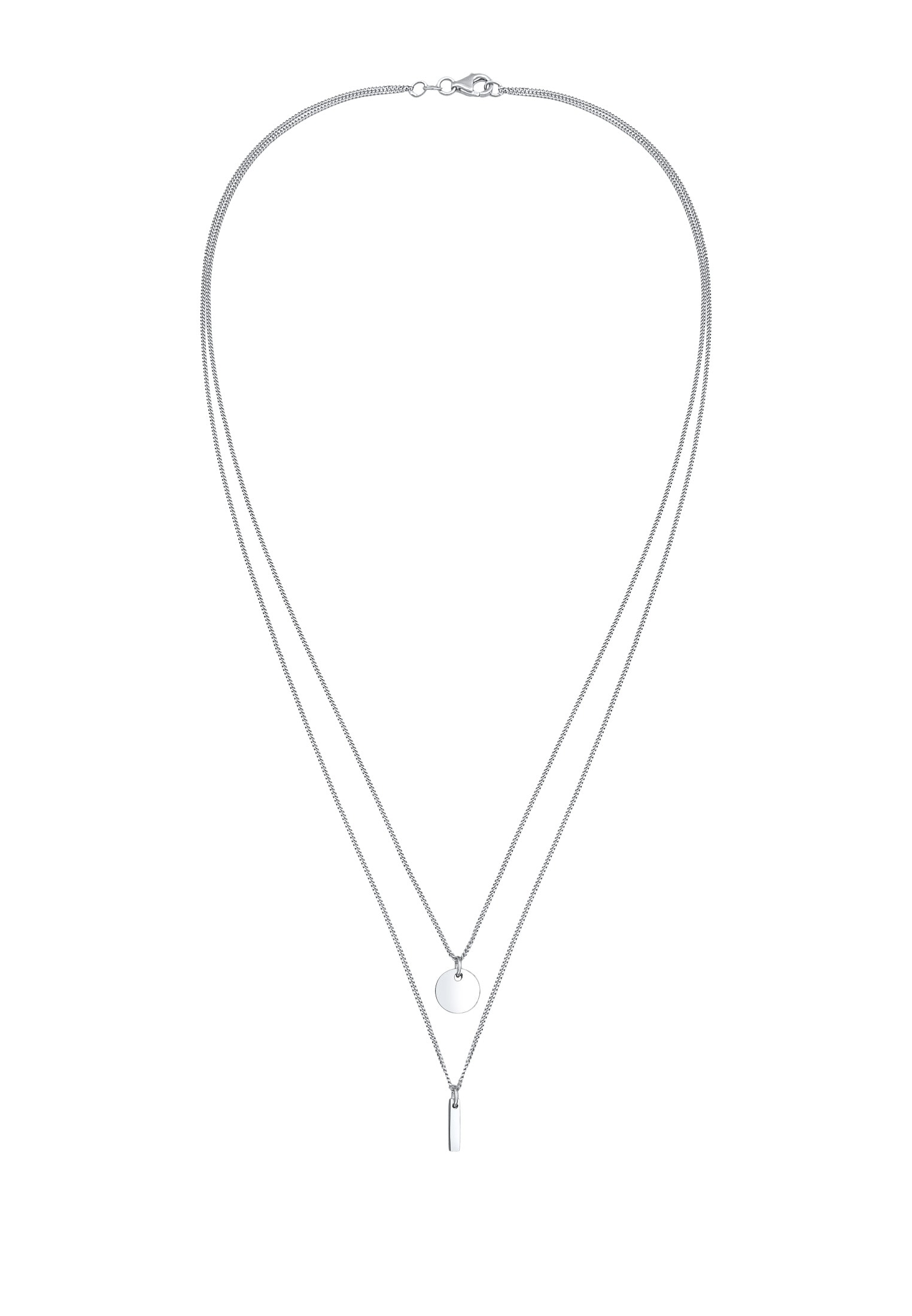 Elli Silberkette »Halskette 2-lagig Layer Kreis Stab Geo 925 Silber«